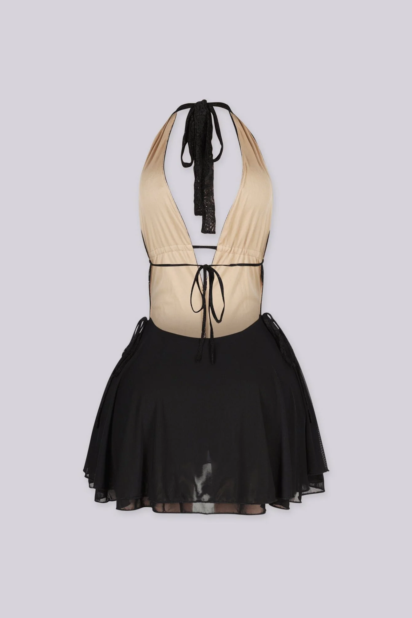Goth Lace Halter Mini Dress - Image 4