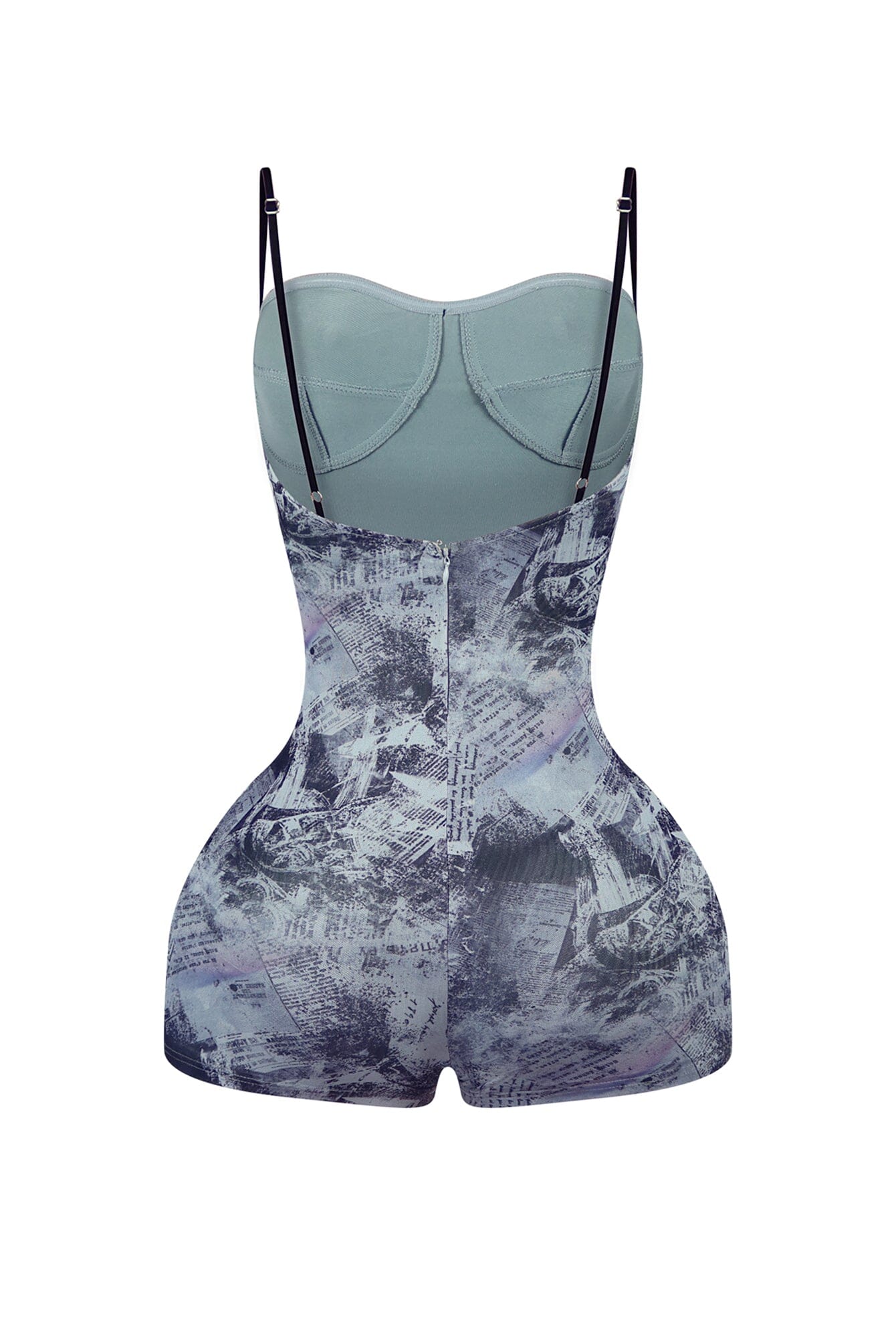 Half Mine Newspaper Print Romper - Image 3