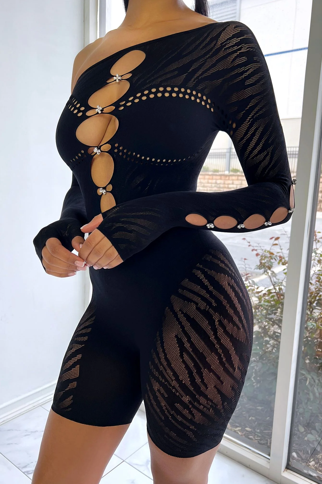 Dixie Hallow Out Off Shoulder Cutout Romper - Image 5