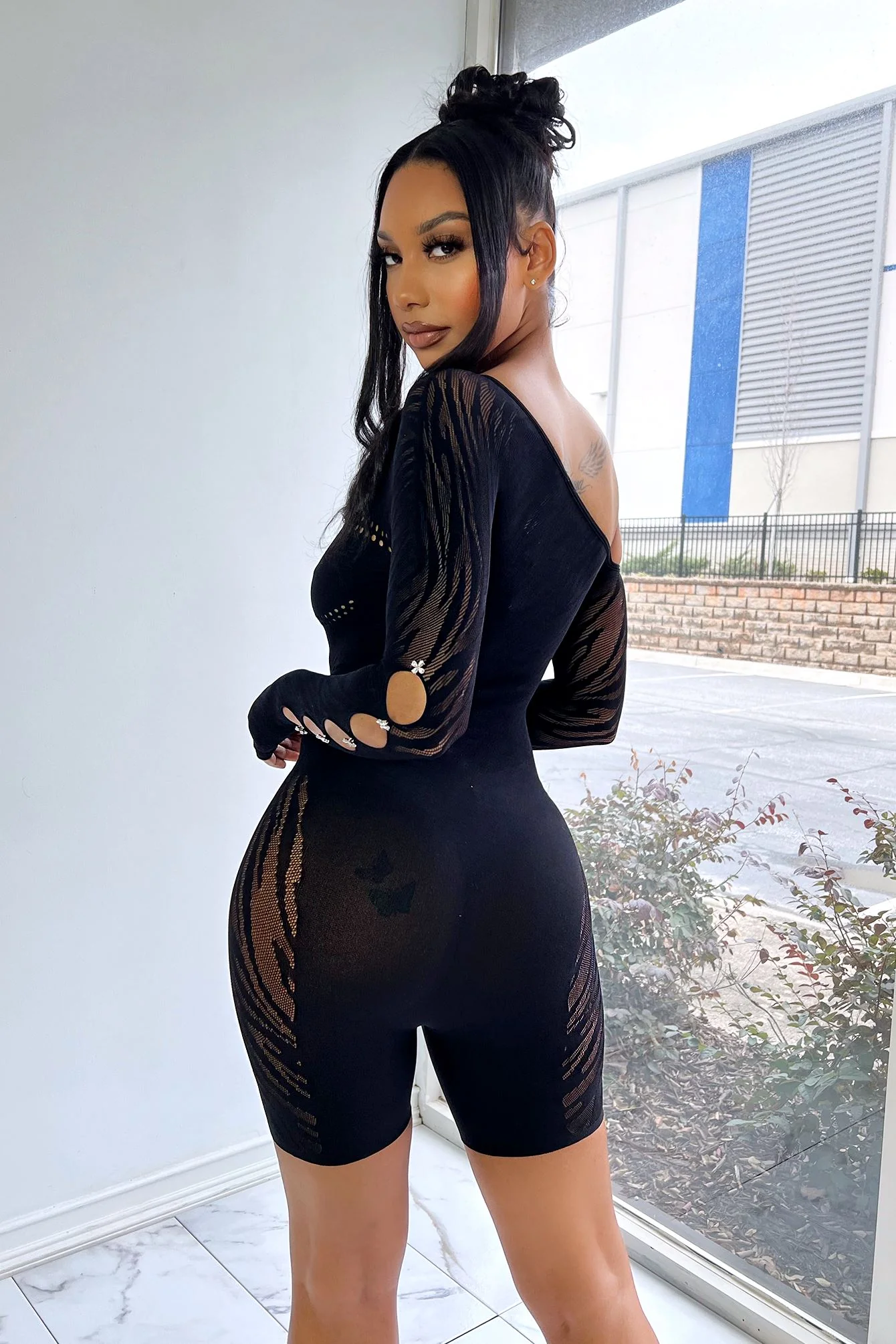 Dixie Hallow Out Off Shoulder Cutout Romper - Image 7