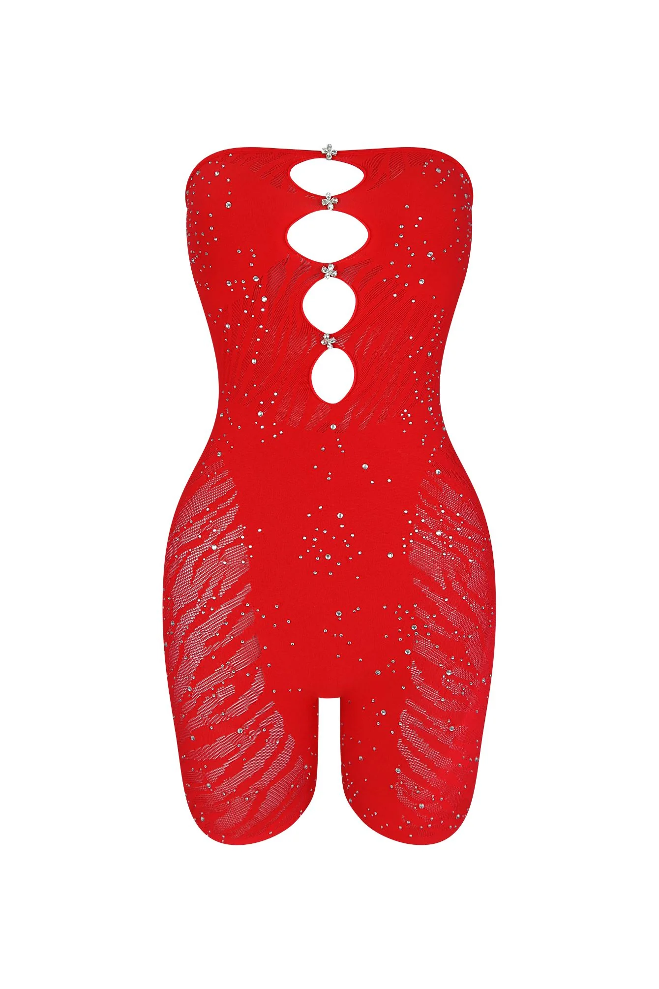 Iyla Hallow Out Tube Rhinestone Romper - Image 4