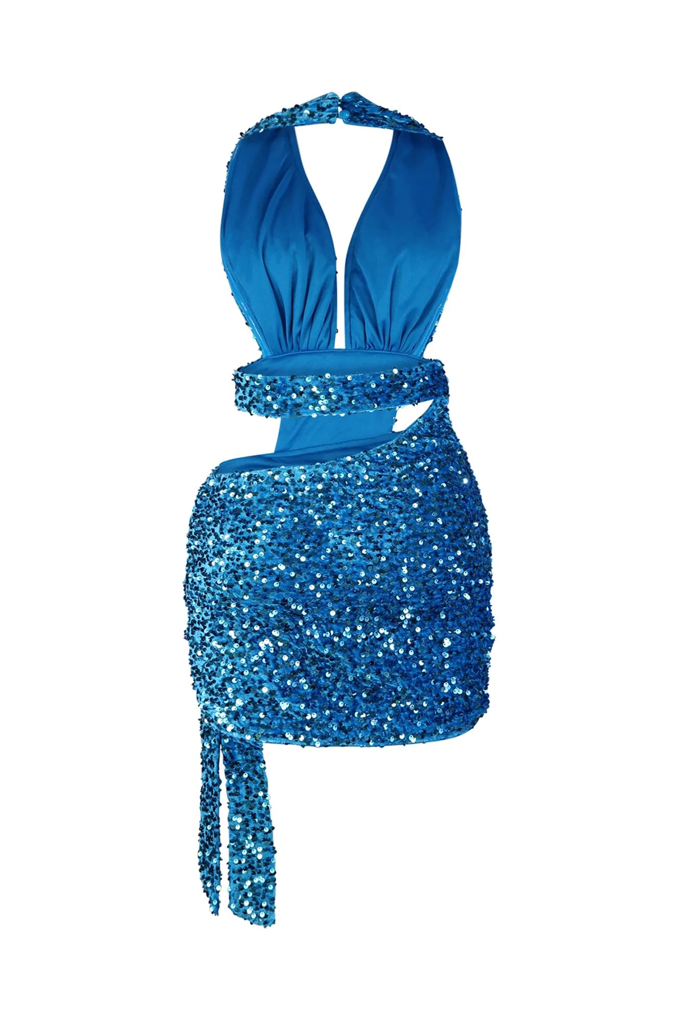 Indigo Halter Sequin Mini Dress - Image 3