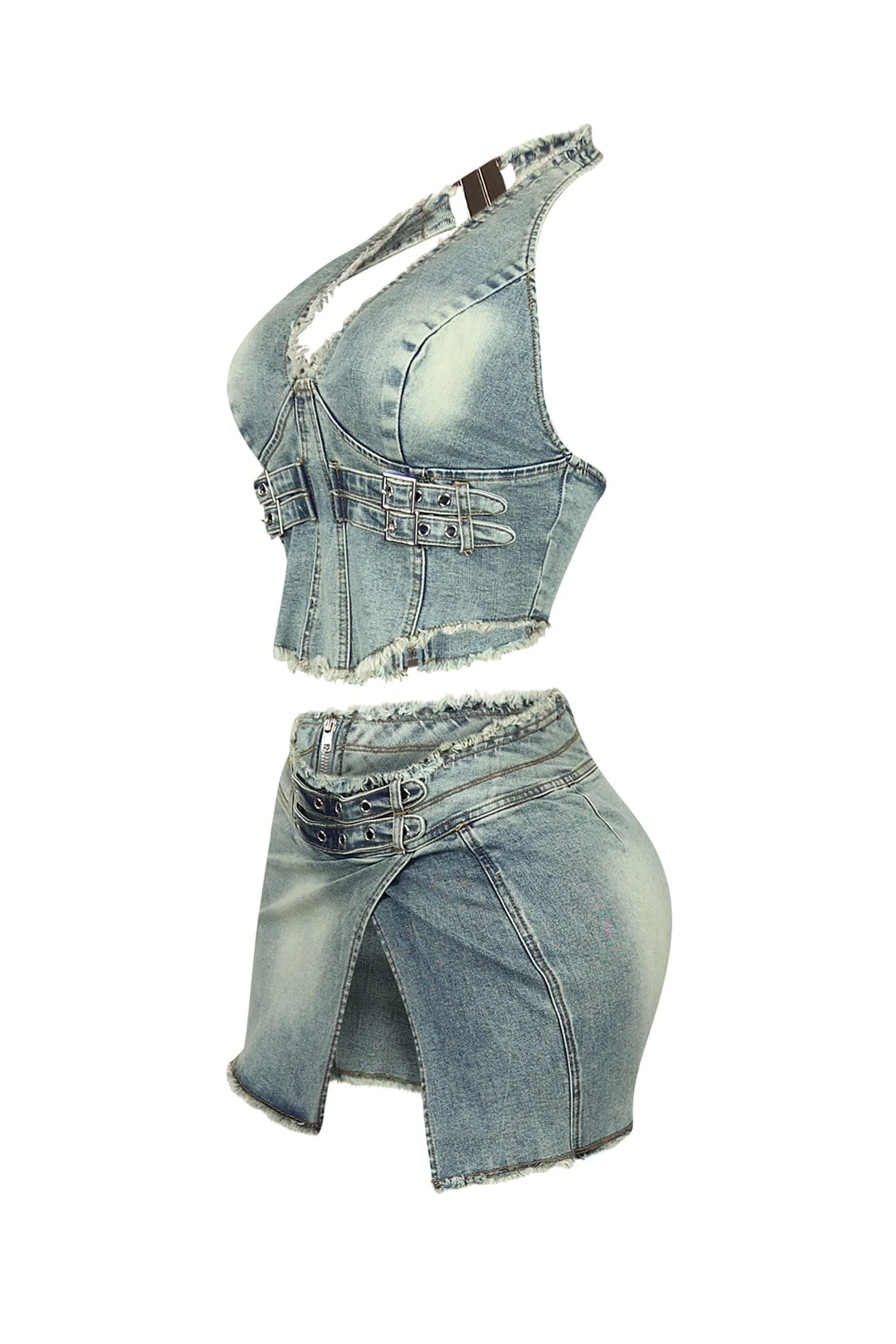 Harlem Denim Halter Top & Skirt SET - Image 4