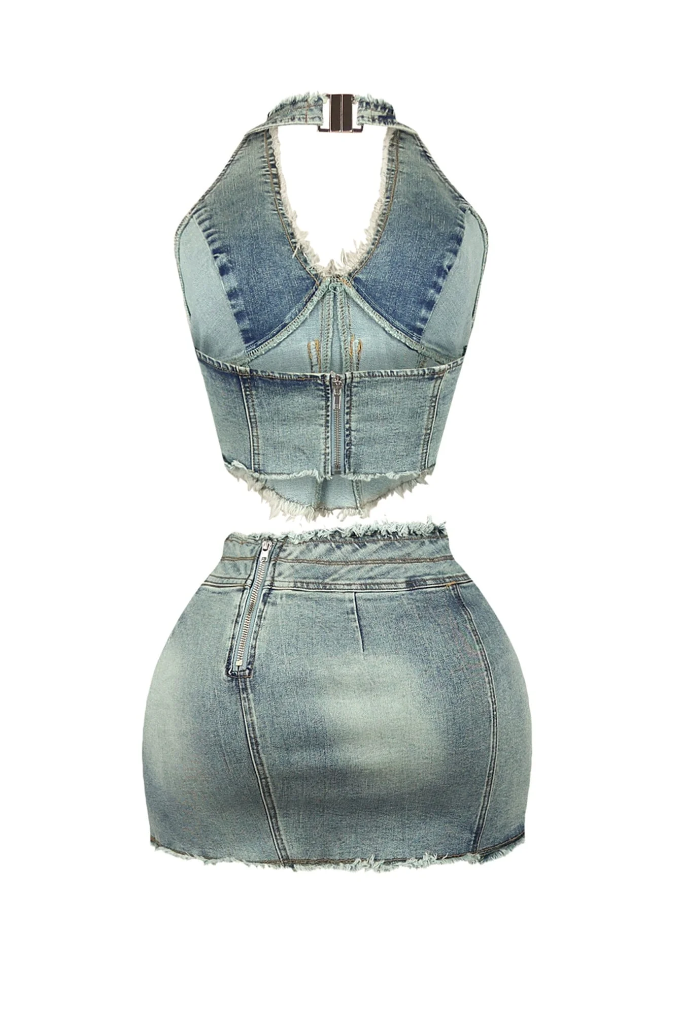 Harlem Denim Halter Top & Skirt SET - Image 5
