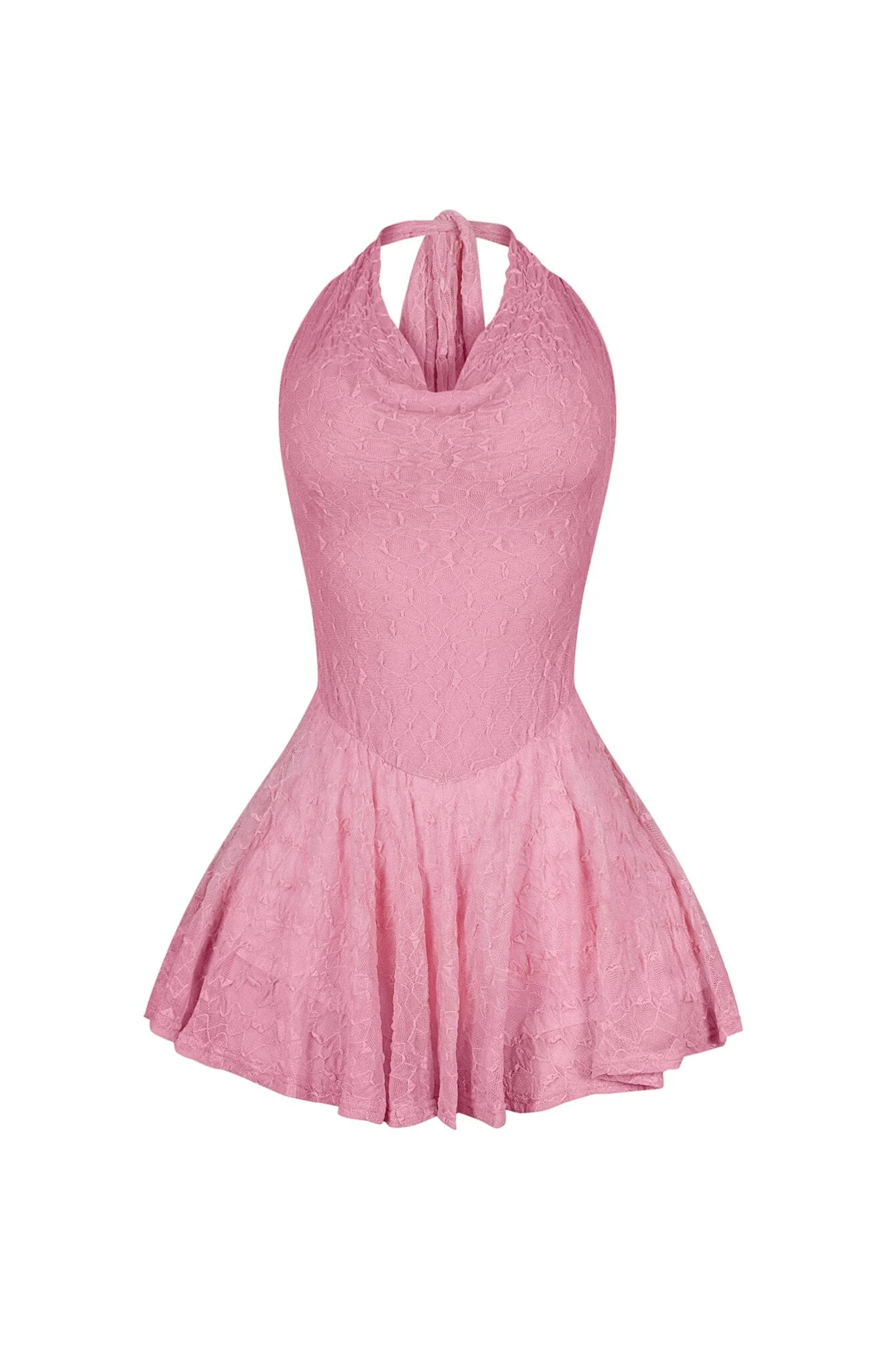 Hattie Lace Halter Cowl Mini Dress - Image 6