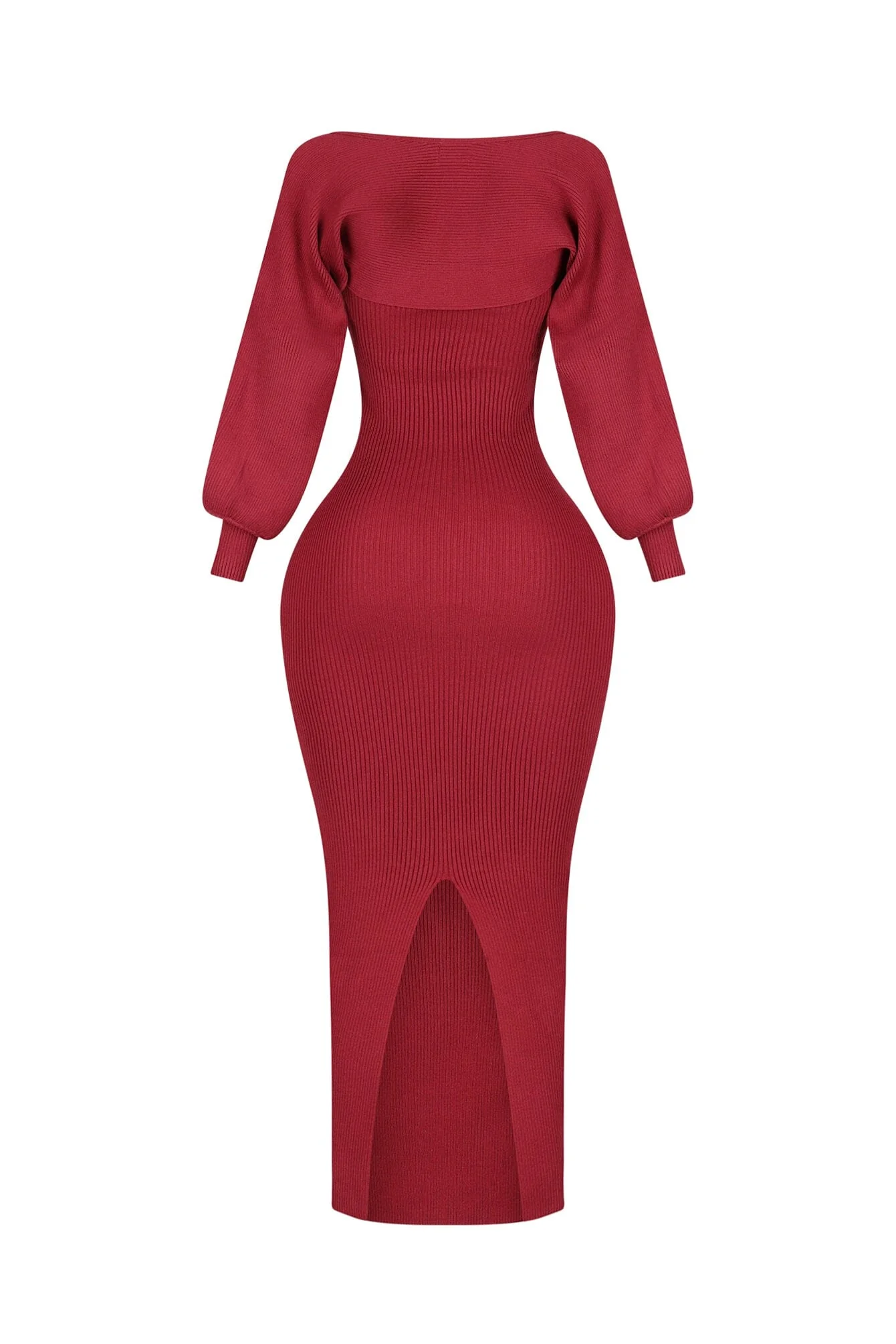 Heather Ribbed Knit Dress With Bolero SET - Image 11