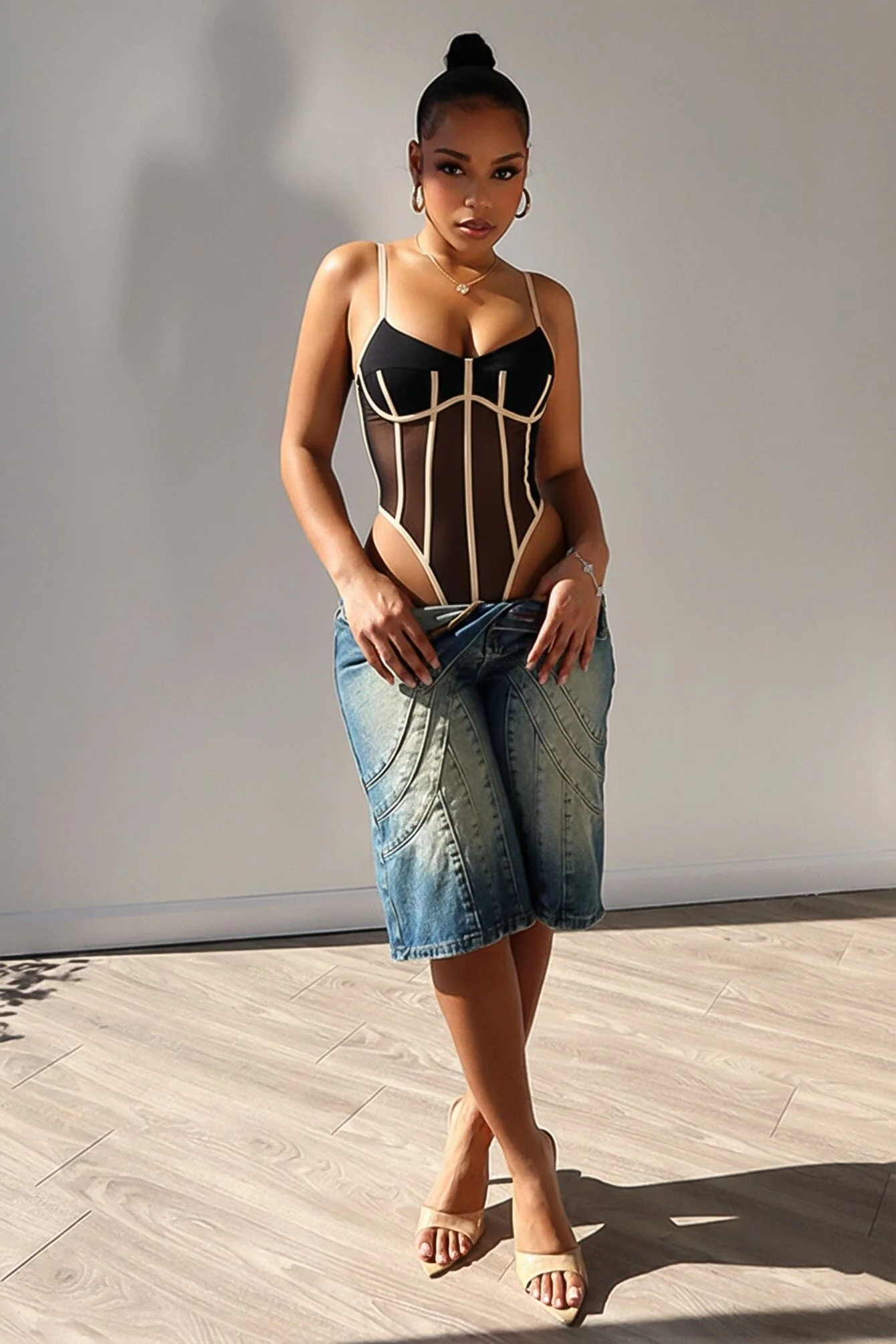 Hecate Sheer Mesh Panel Bodysuit - Image 2