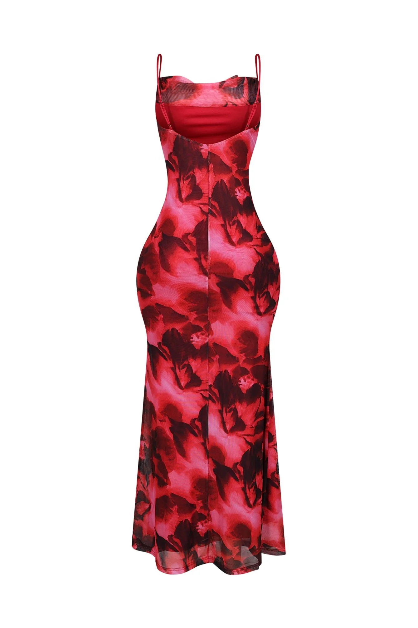 Hena Mesh Printed Cowl Neck Maxi Dress - Image 5