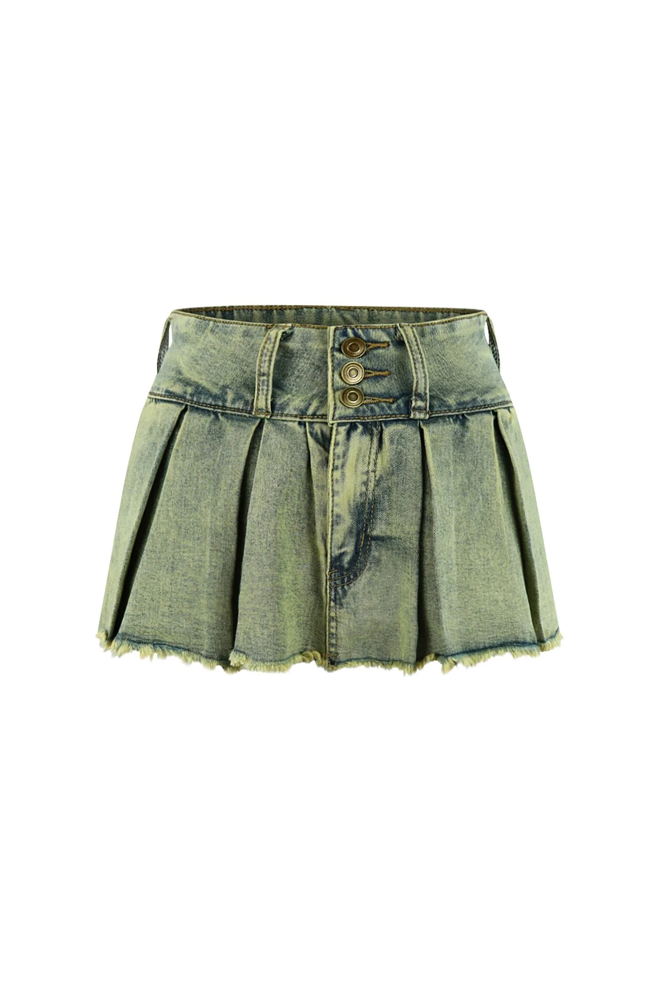 Hint of Moon Vintage Denim Pleated Skort - Image 3