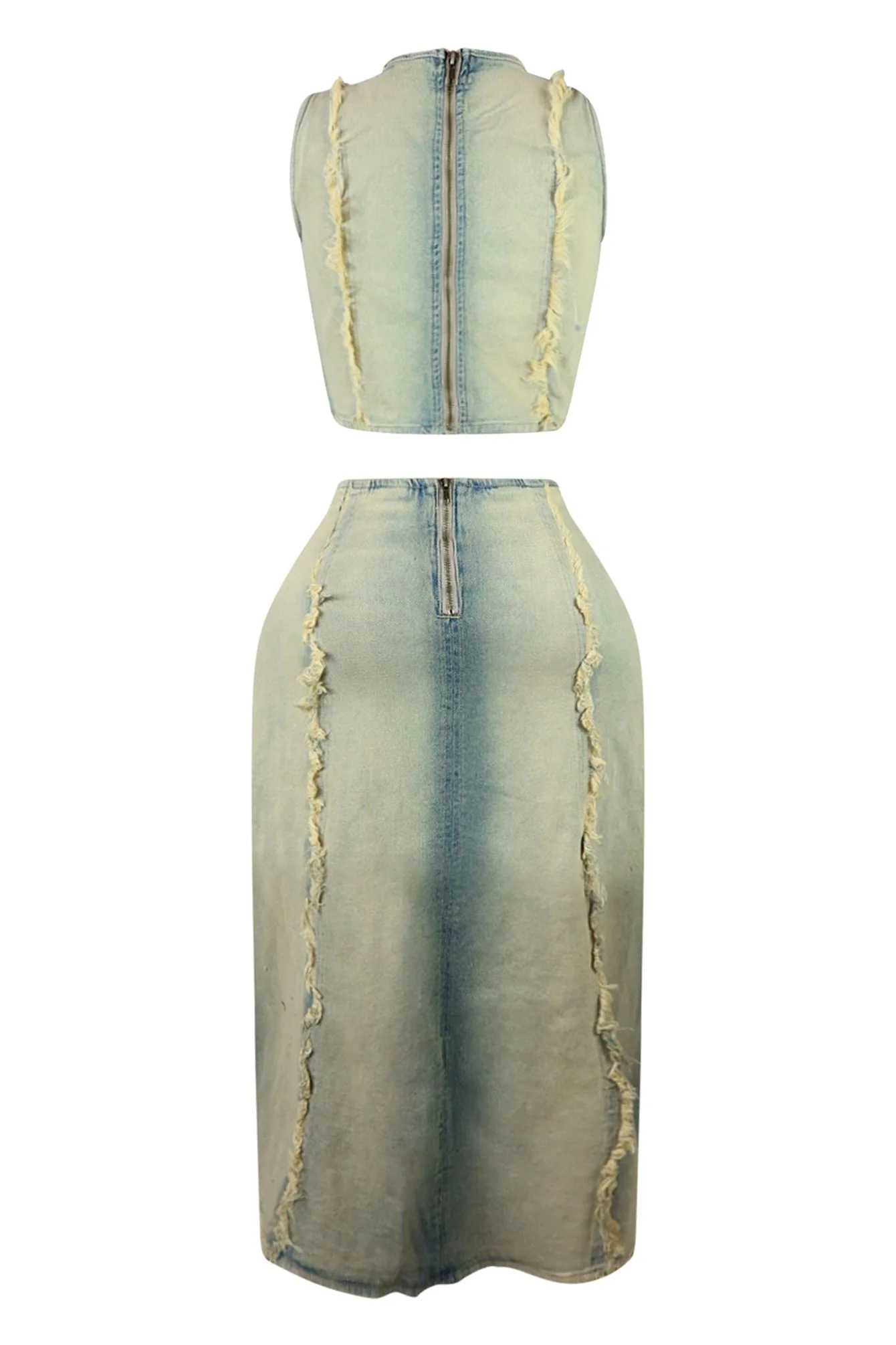Hush Up Washed Distressed Top & Skirt SET - Image 4