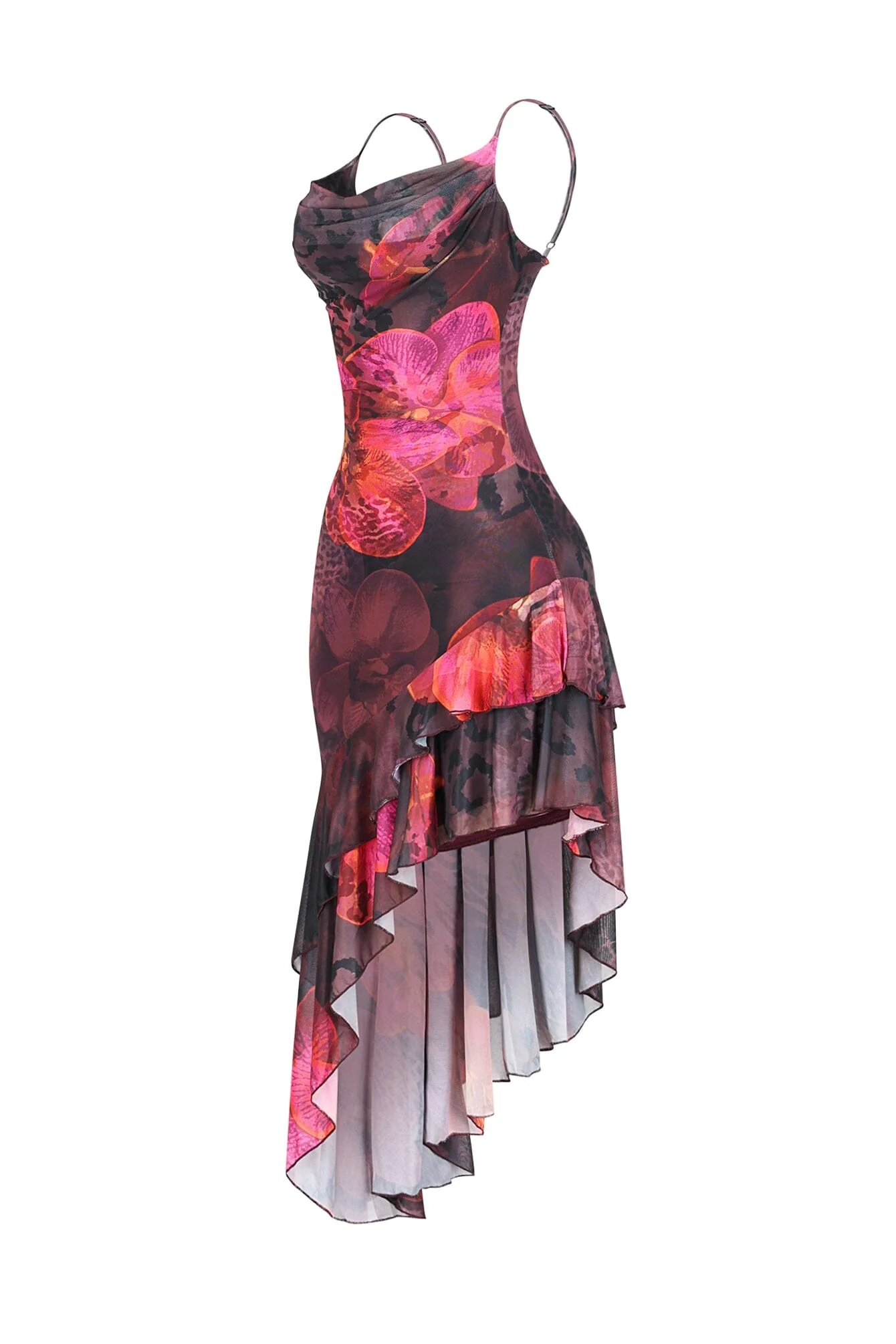 Ibiza Mesh Print Ruffle Midi Dress - Image 3