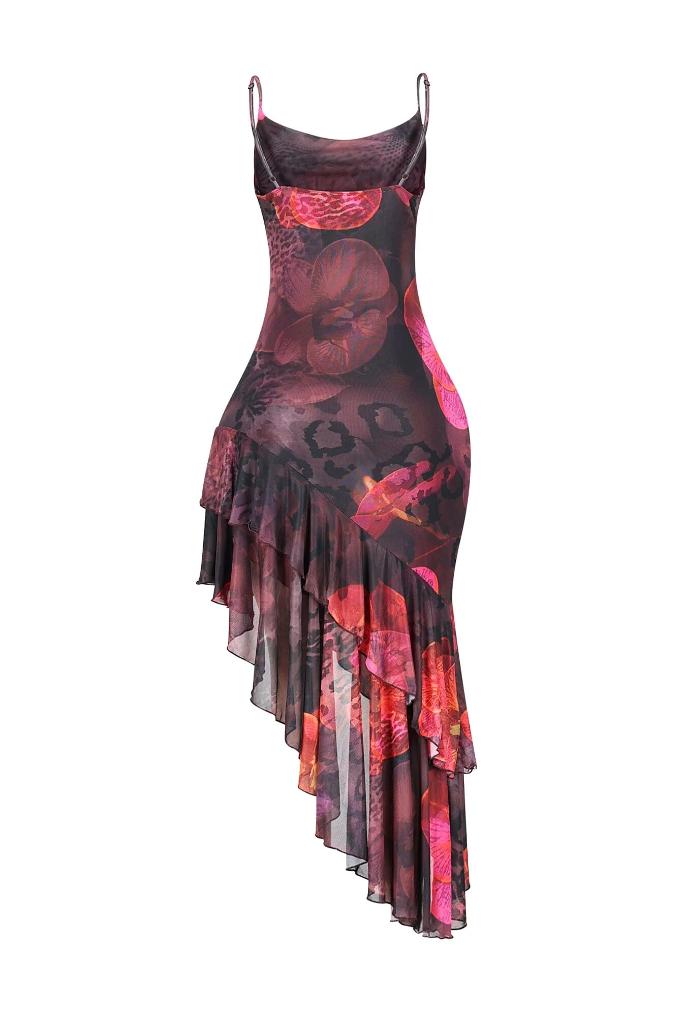 Ibiza Mesh Print Ruffle Midi Dress - Image 4