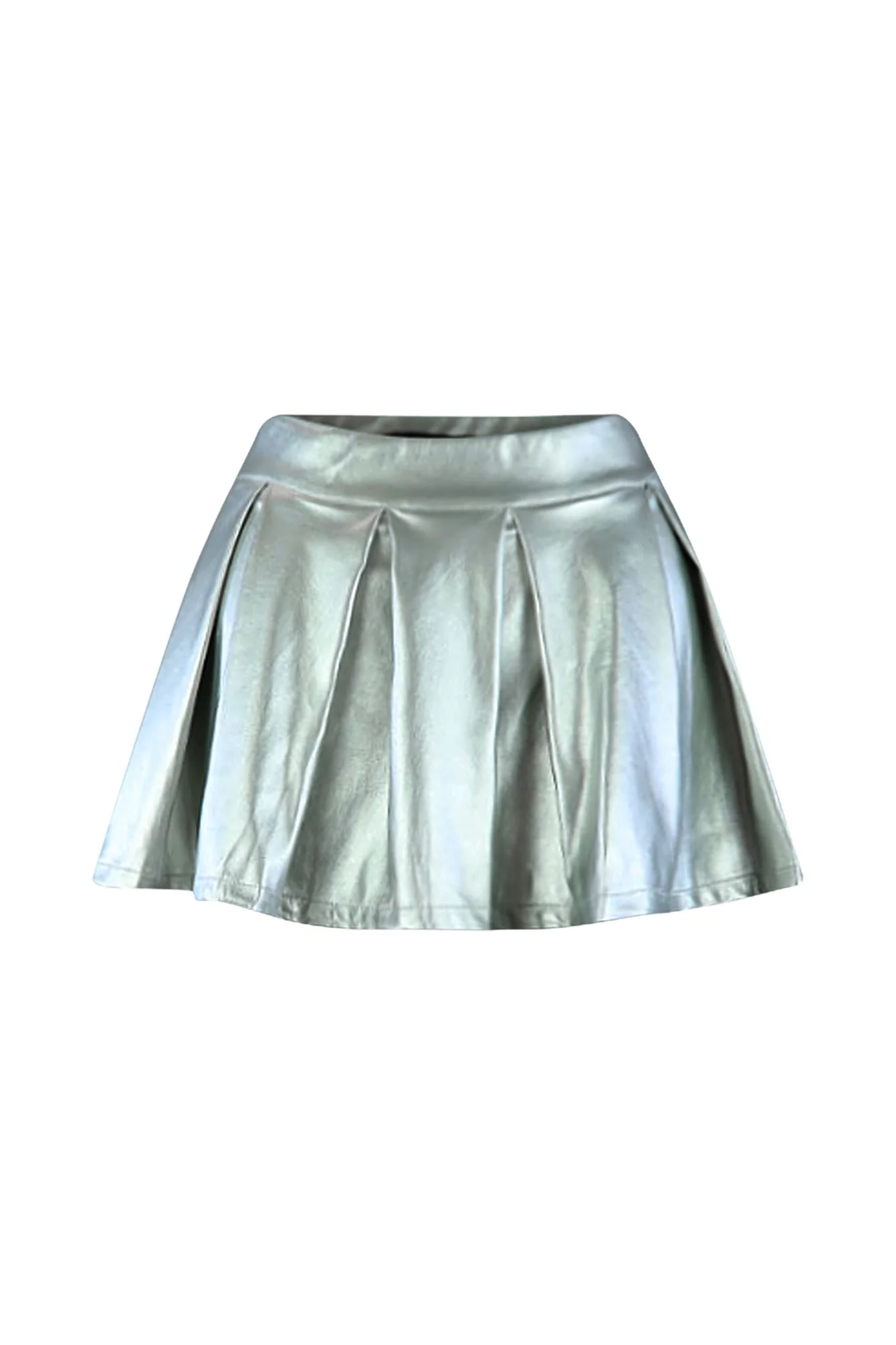 Ice Me Out Low Rise Metallic Pleated Faux Skirt - Image 2