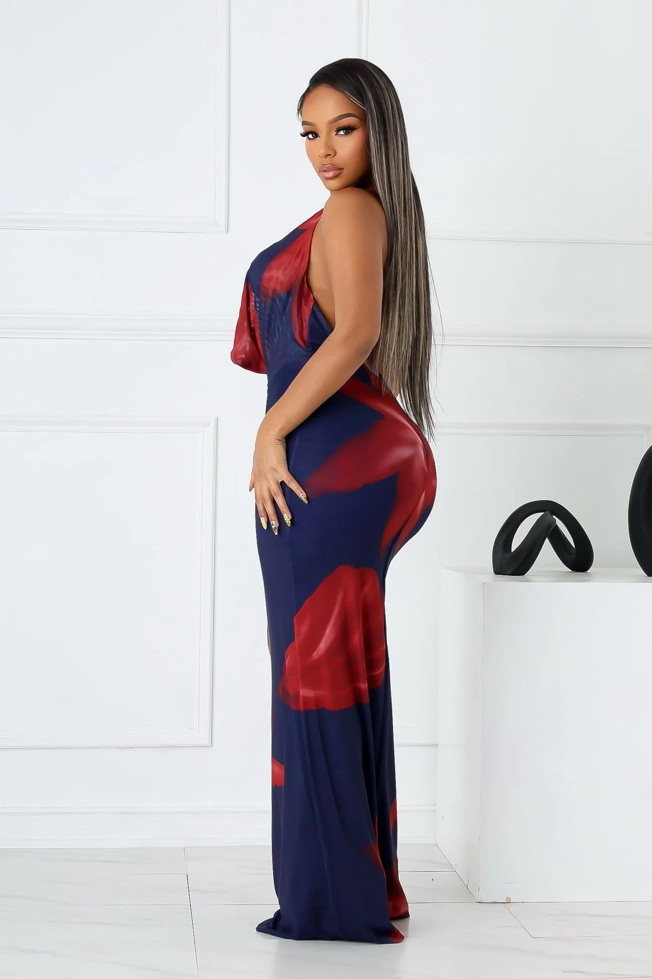 Ignite Petal Chain Cowl Maxi Dress - Image 5