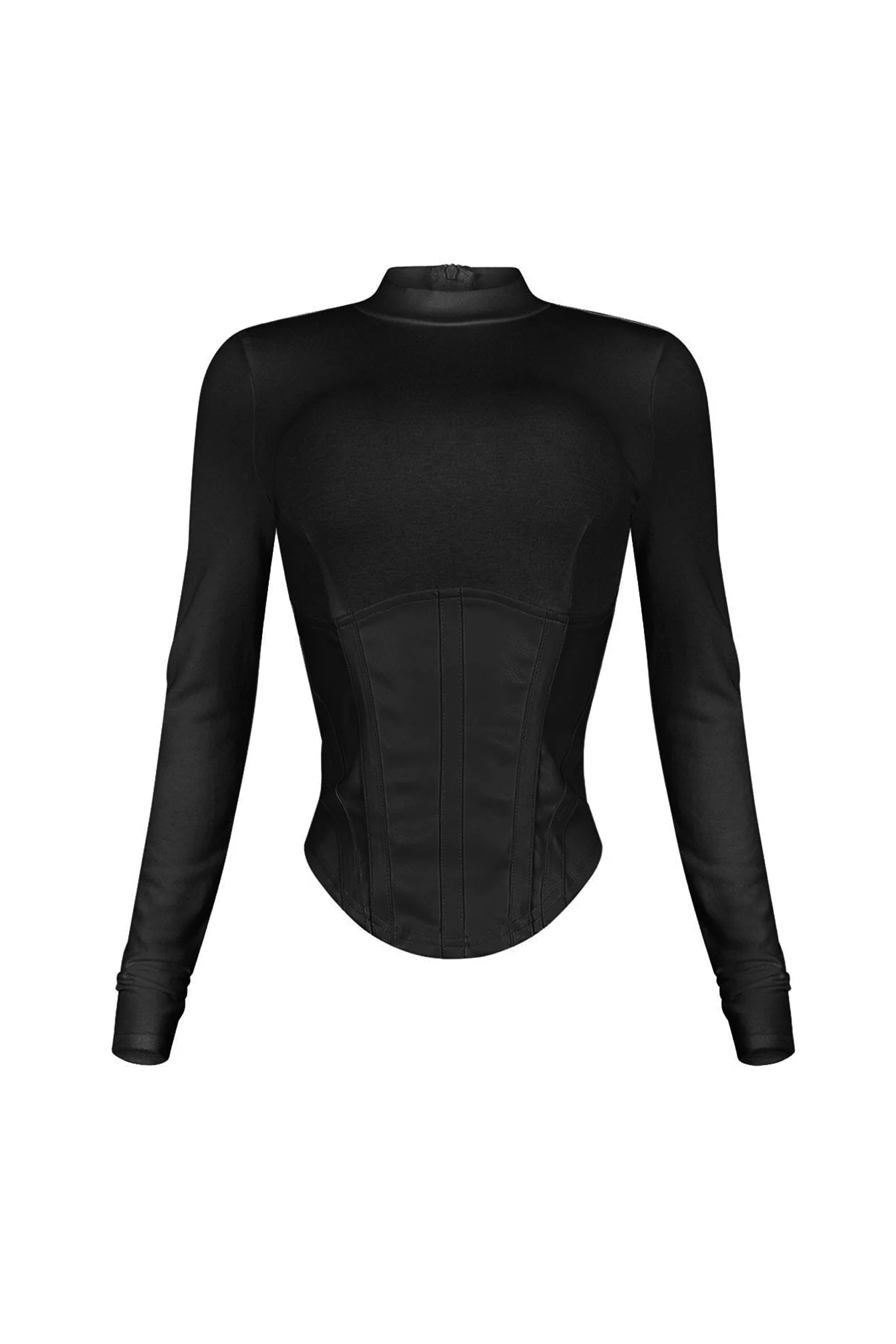 Iliana Faux Leather Corset Contrast Top - Image 3
