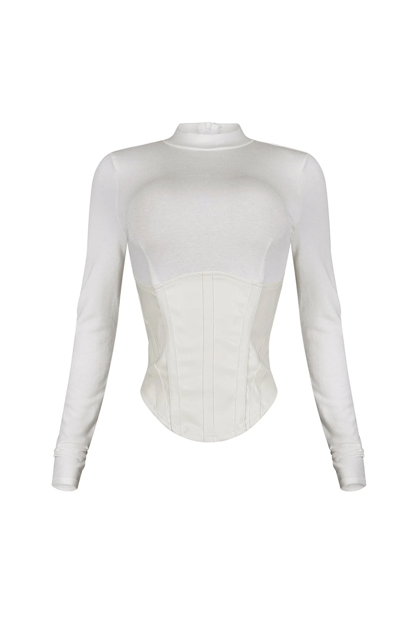 Iliana Faux Leather Corset Contrast Top - Image 4