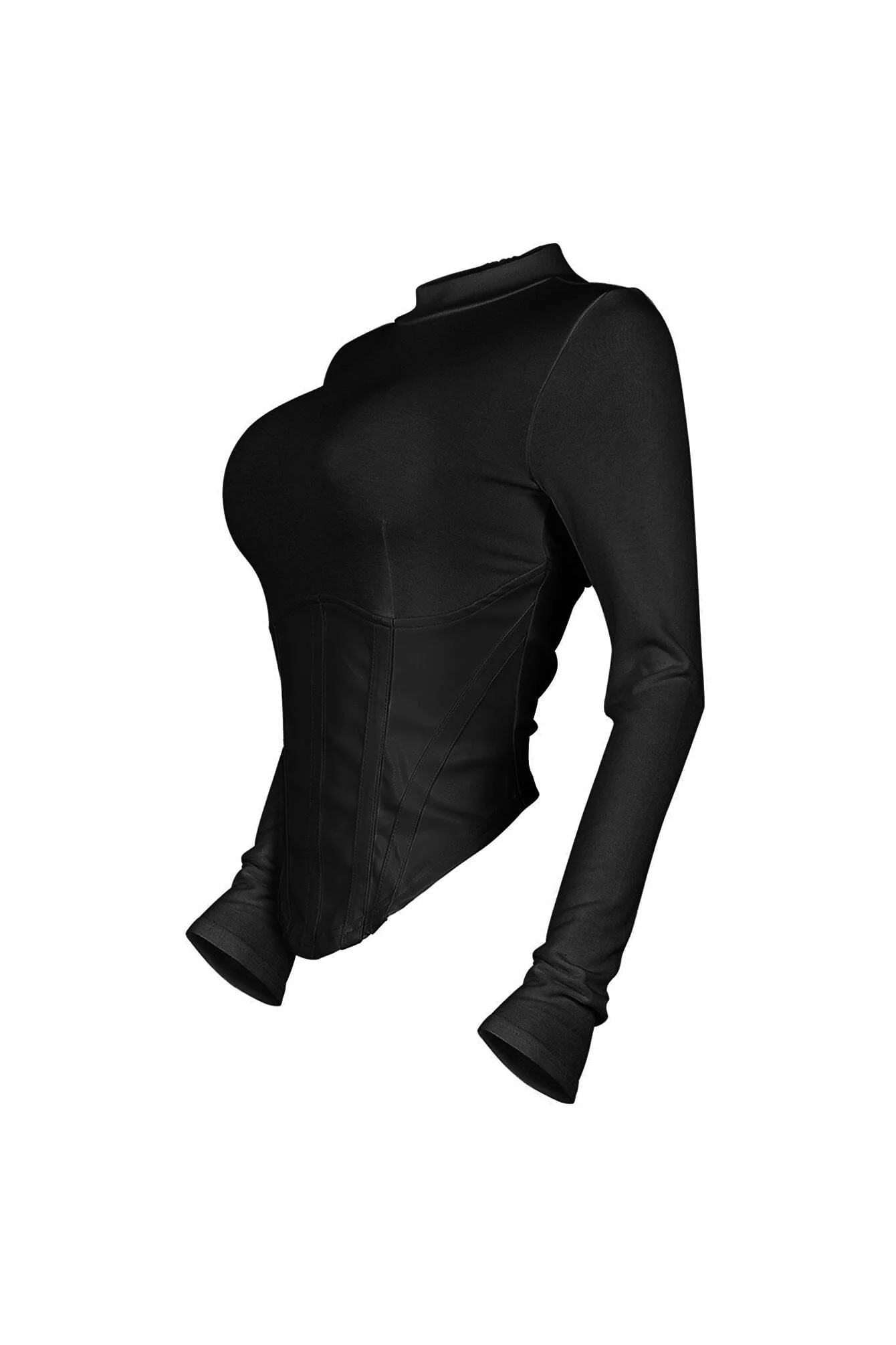 Iliana Faux Leather Corset Contrast Top - Image 5