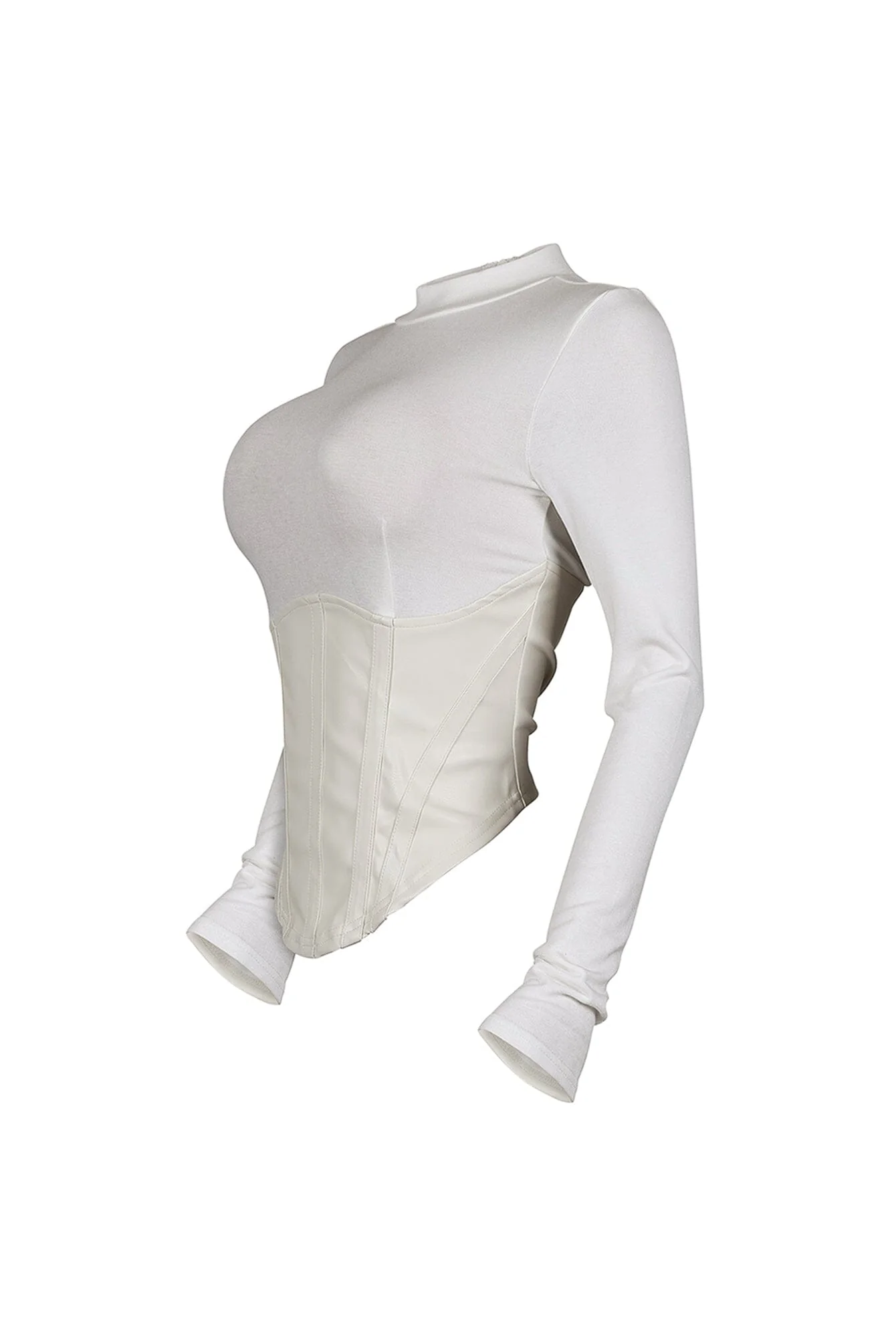 Iliana Faux Leather Corset Contrast Top - Image 6
