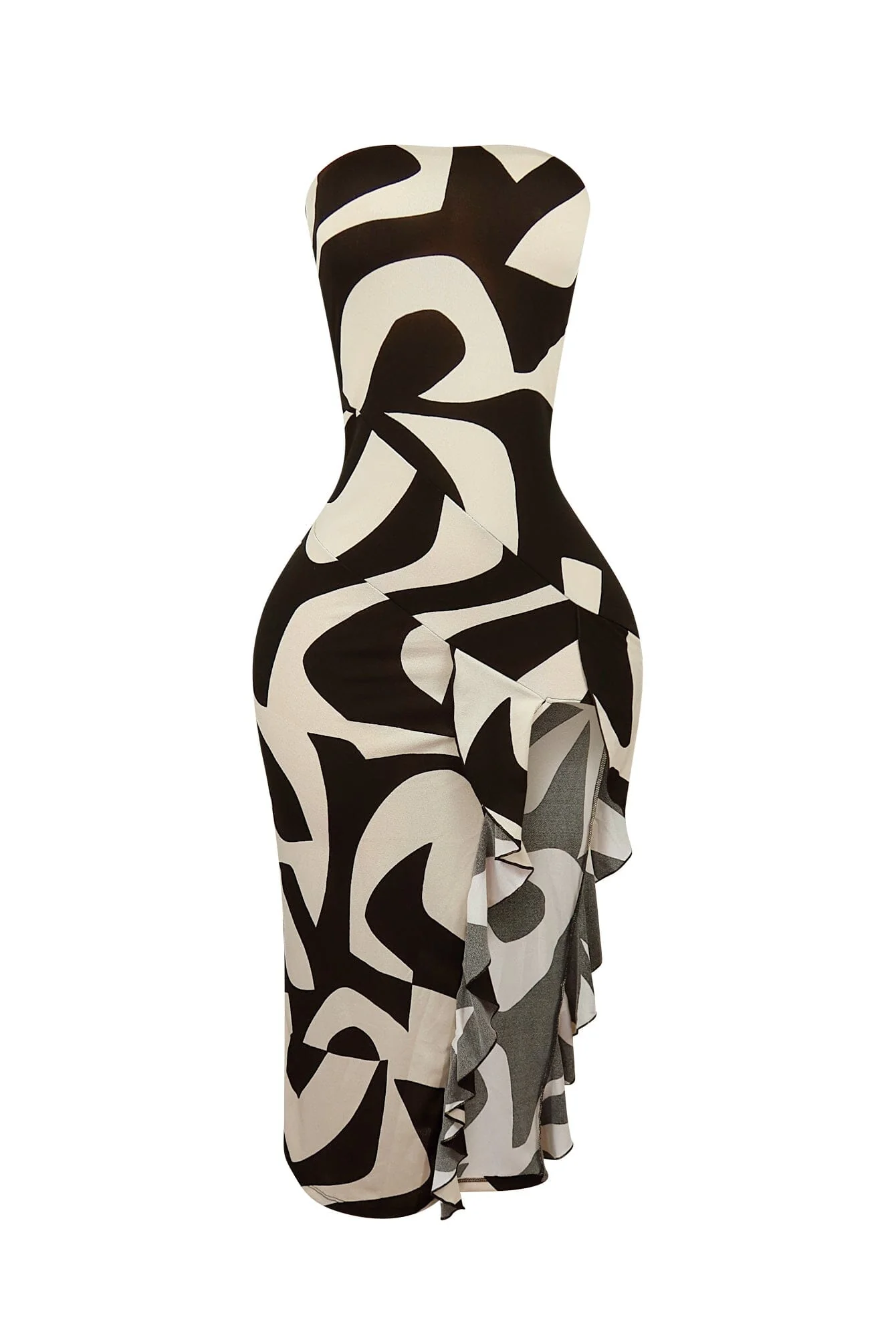 Into It Print Tube Ruffle Dress - Image 3