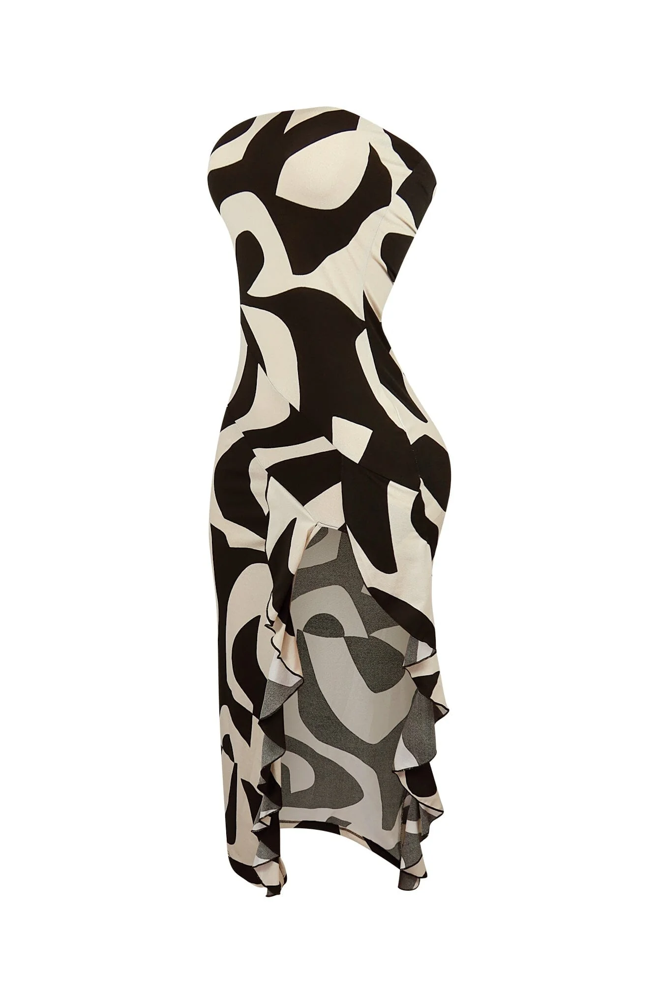 Into It Print Tube Ruffle Dress - Image 4