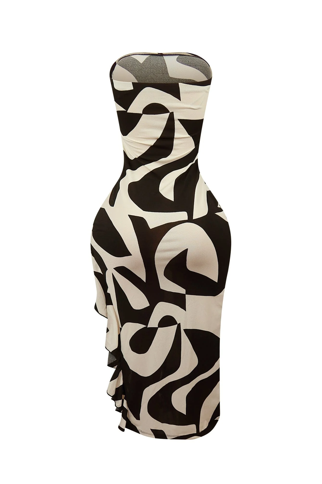 Into It Print Tube Ruffle Dress - Image 5