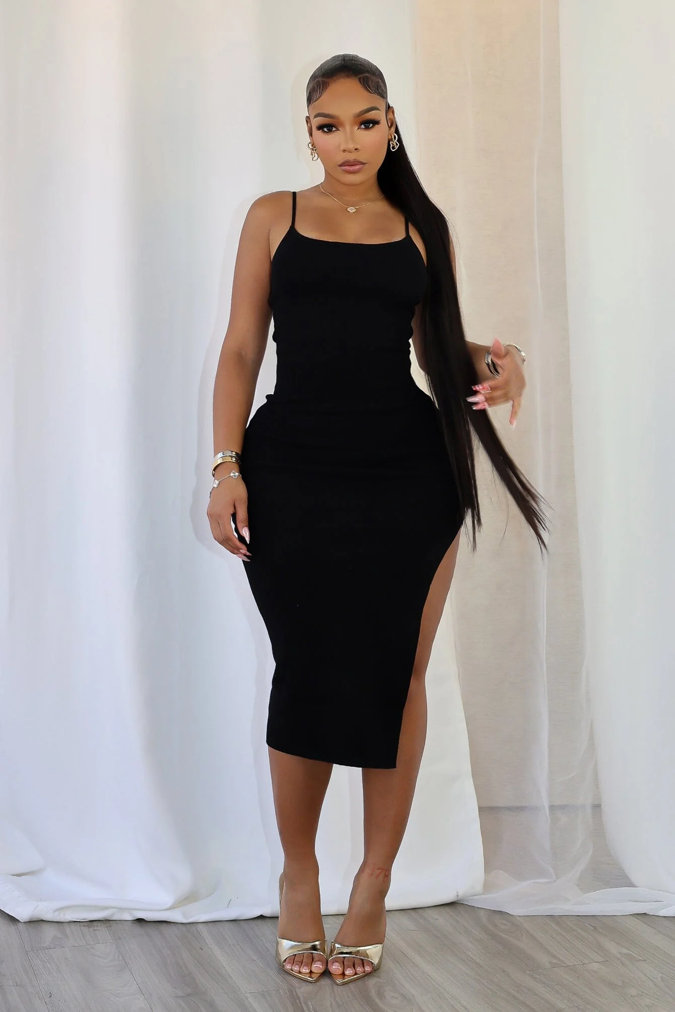 Ishaan Ribbed Knit Cami Midi Dress - Image 2