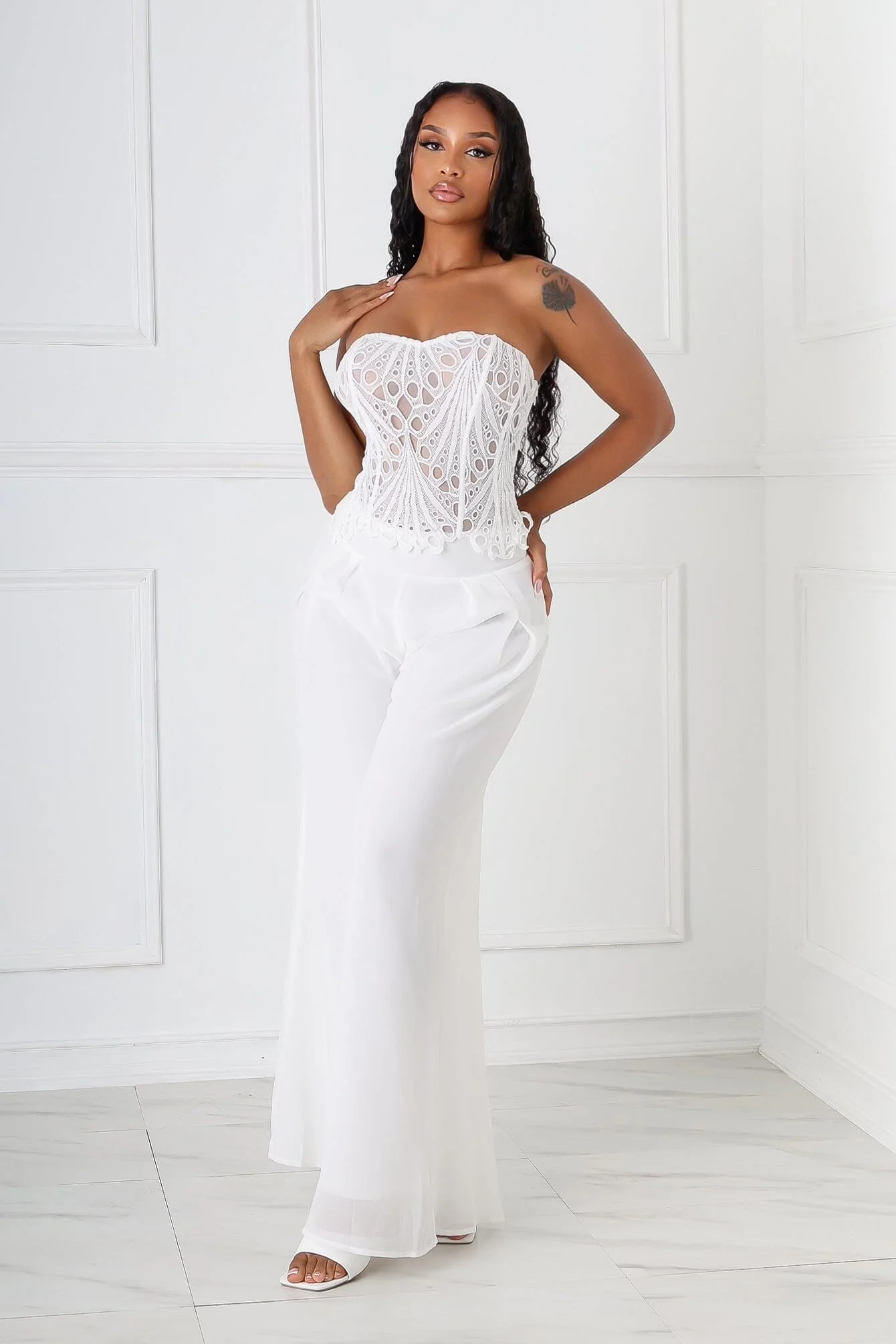 Ivanka Eyelet Corset Top & Pants SET