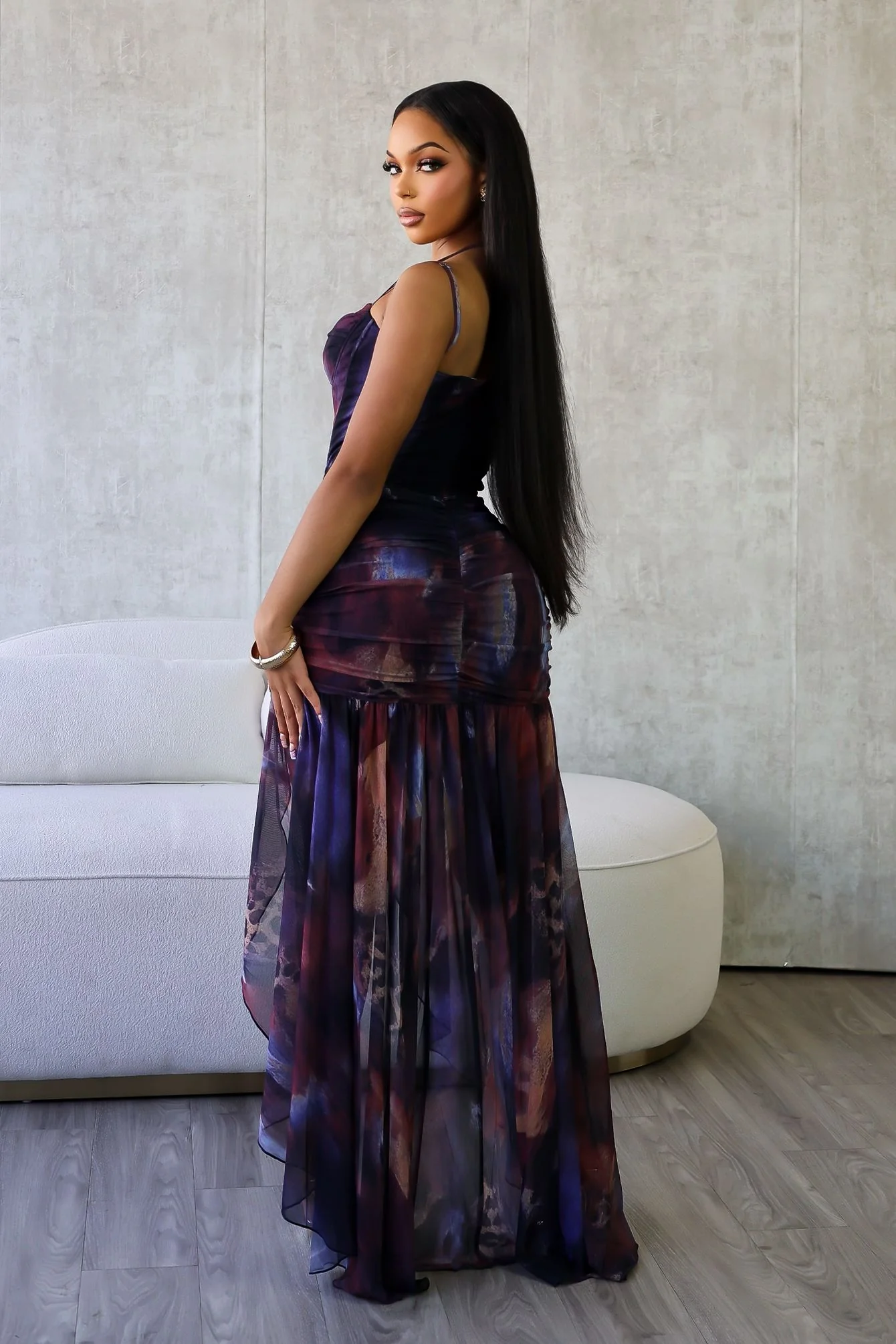 Izmir Mesh Print Maxi Dress - Image 6