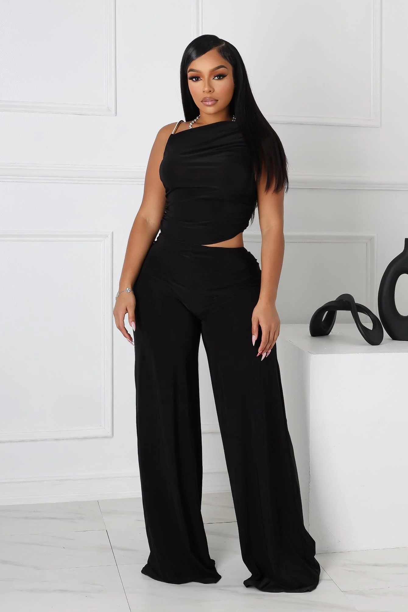 Jaira One Shoulder Wire Strap Jumpsuit - Image 2