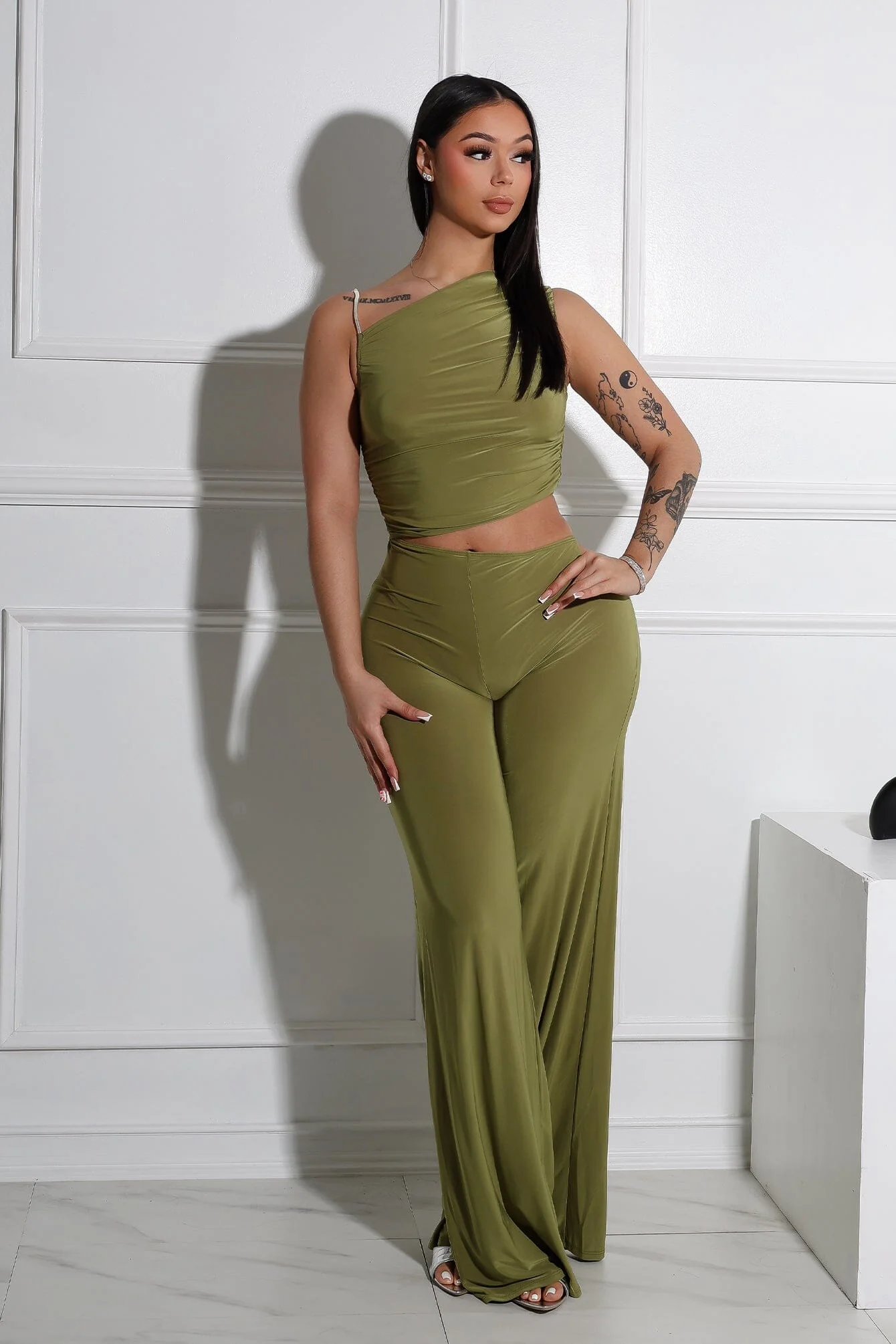 Jaira One Shoulder Wire Strap Jumpsuit - Image 3