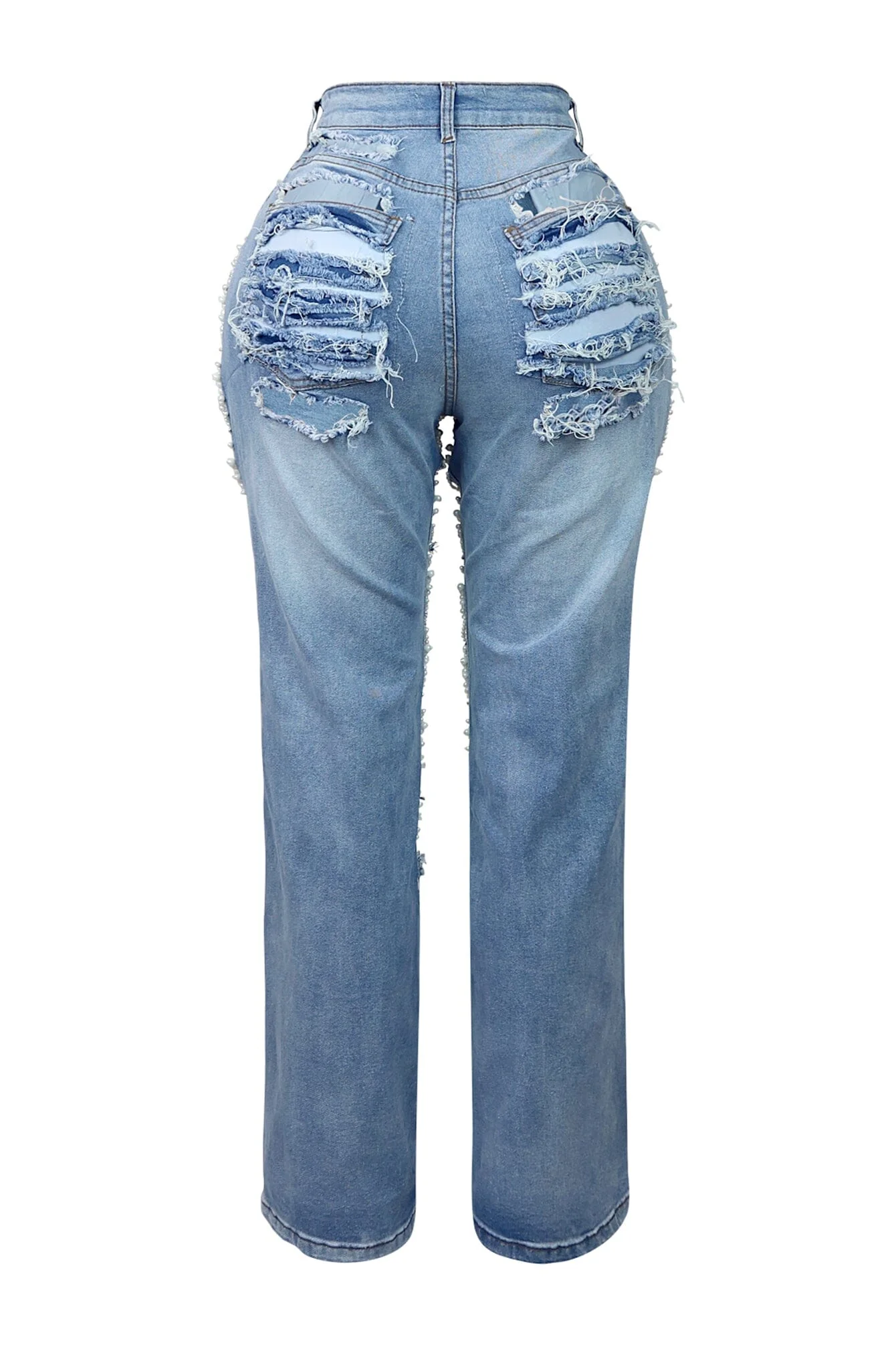 Janet Pearl & Rhinestone Distressed Jeans - Image 6