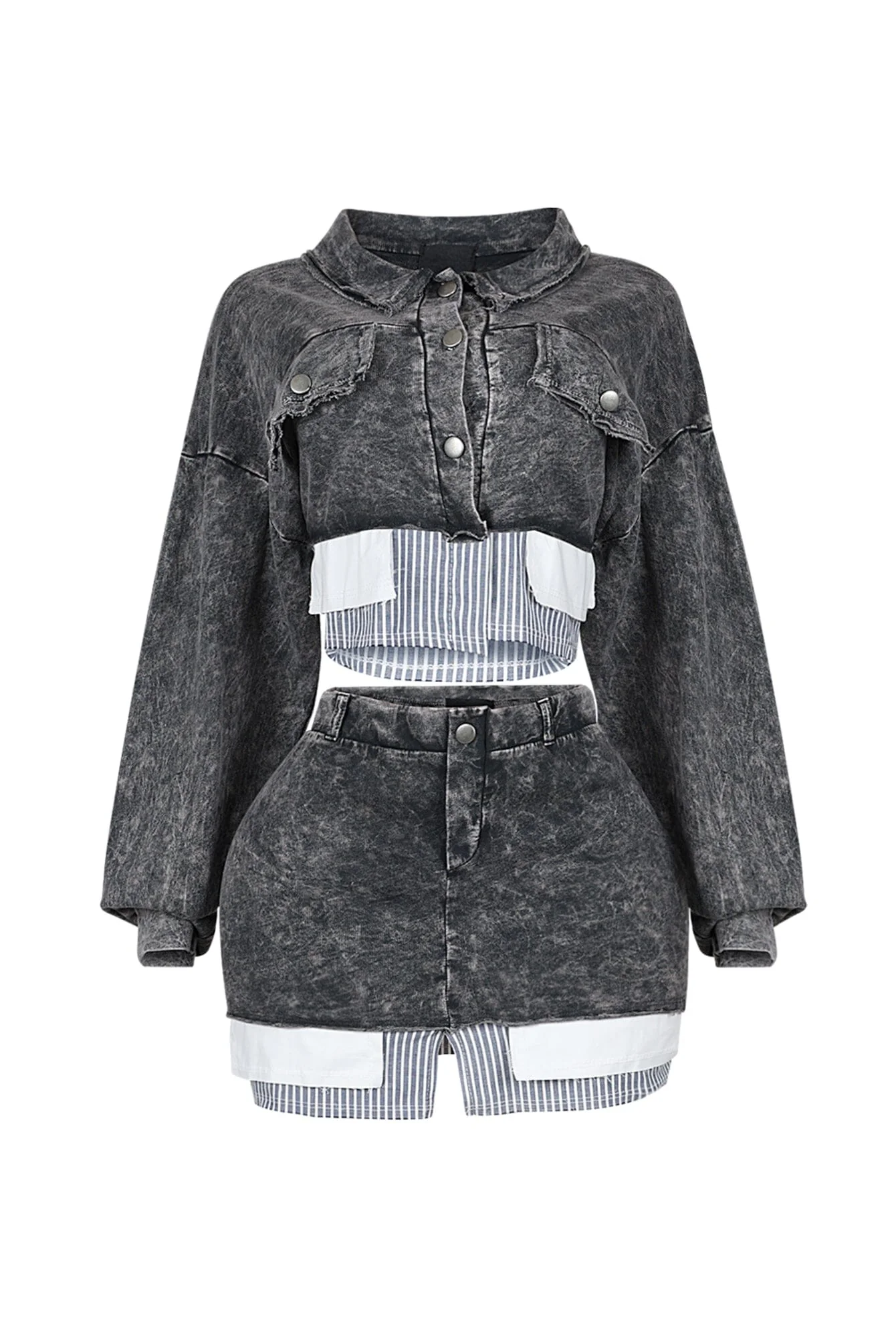 Jocelyn Pin Stripe Top & Skirt SET - Image 5