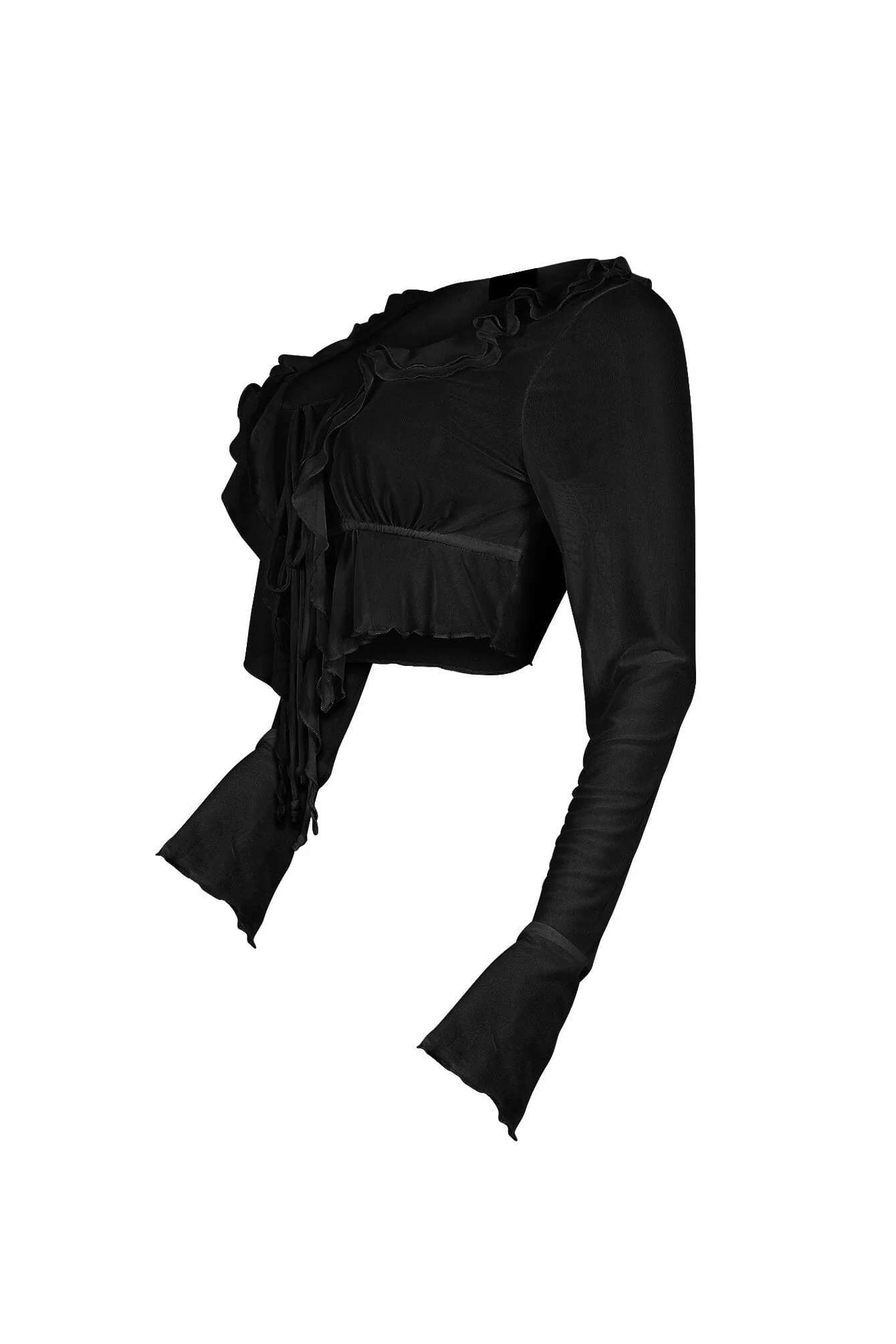 Johanna Mesh Ruffle Blouse Top - Image 6