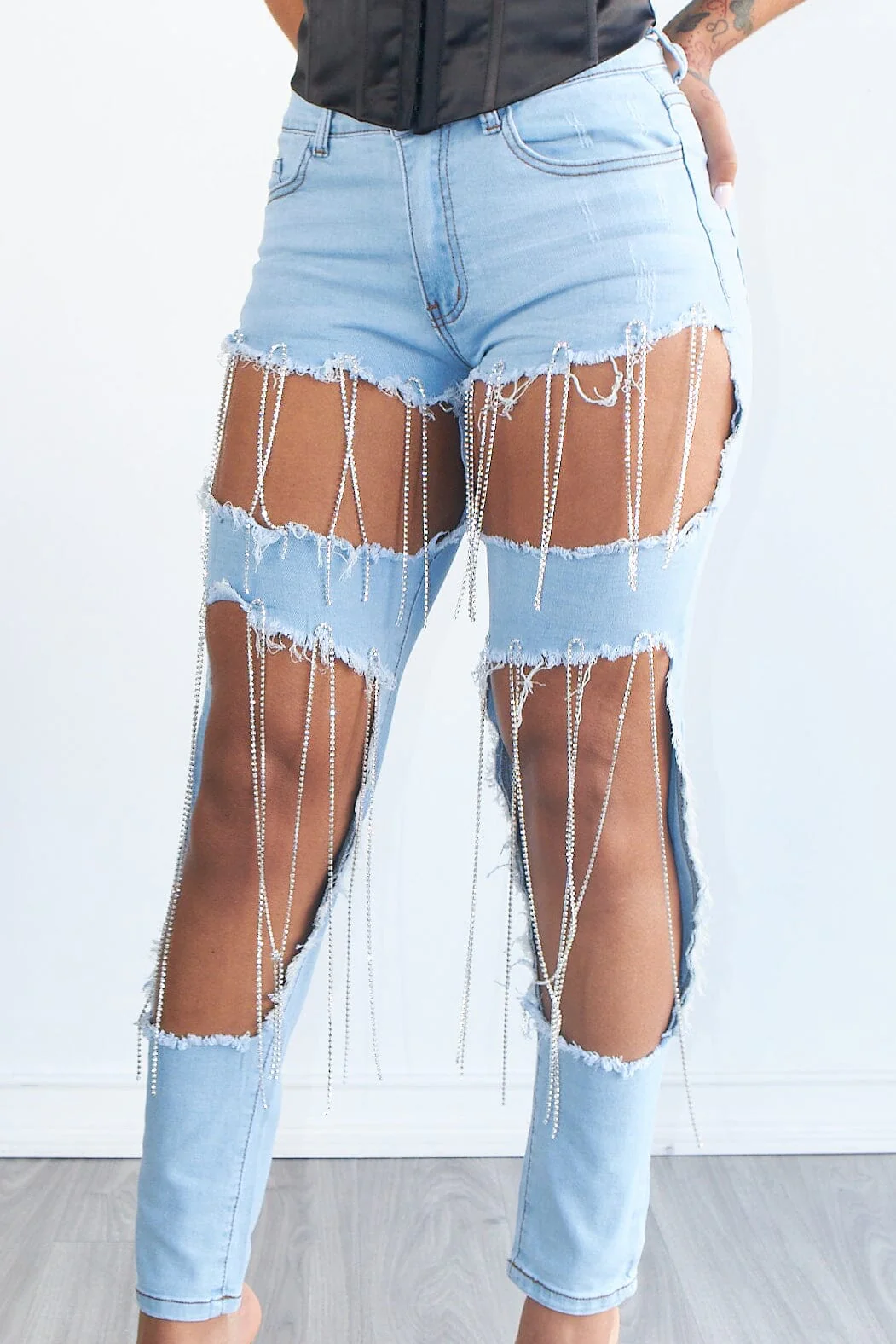 Jules Rhinestone Denim Jeans - Image 3
