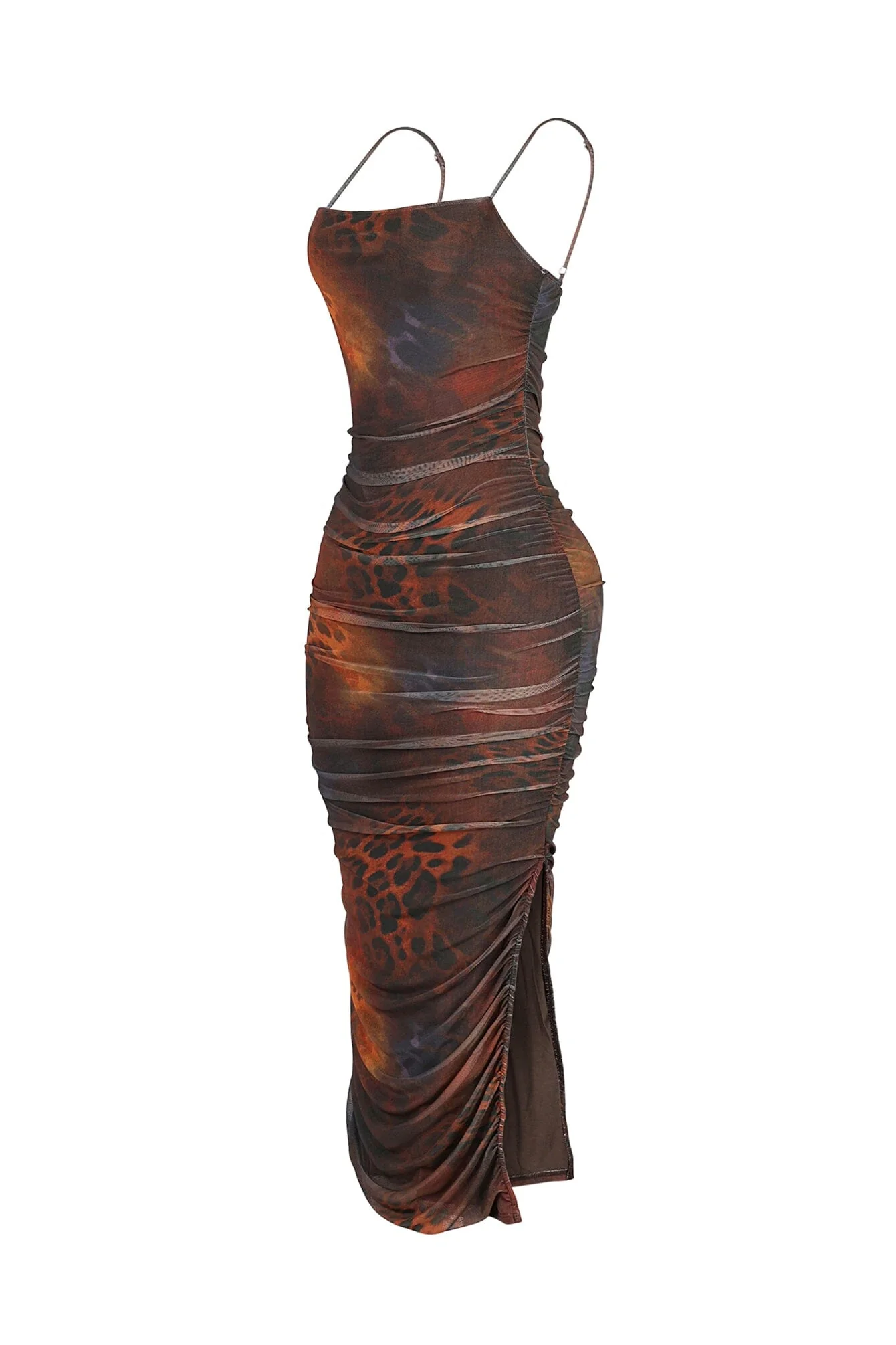 Kaela Mesh Print Ruched Dress - Image 4