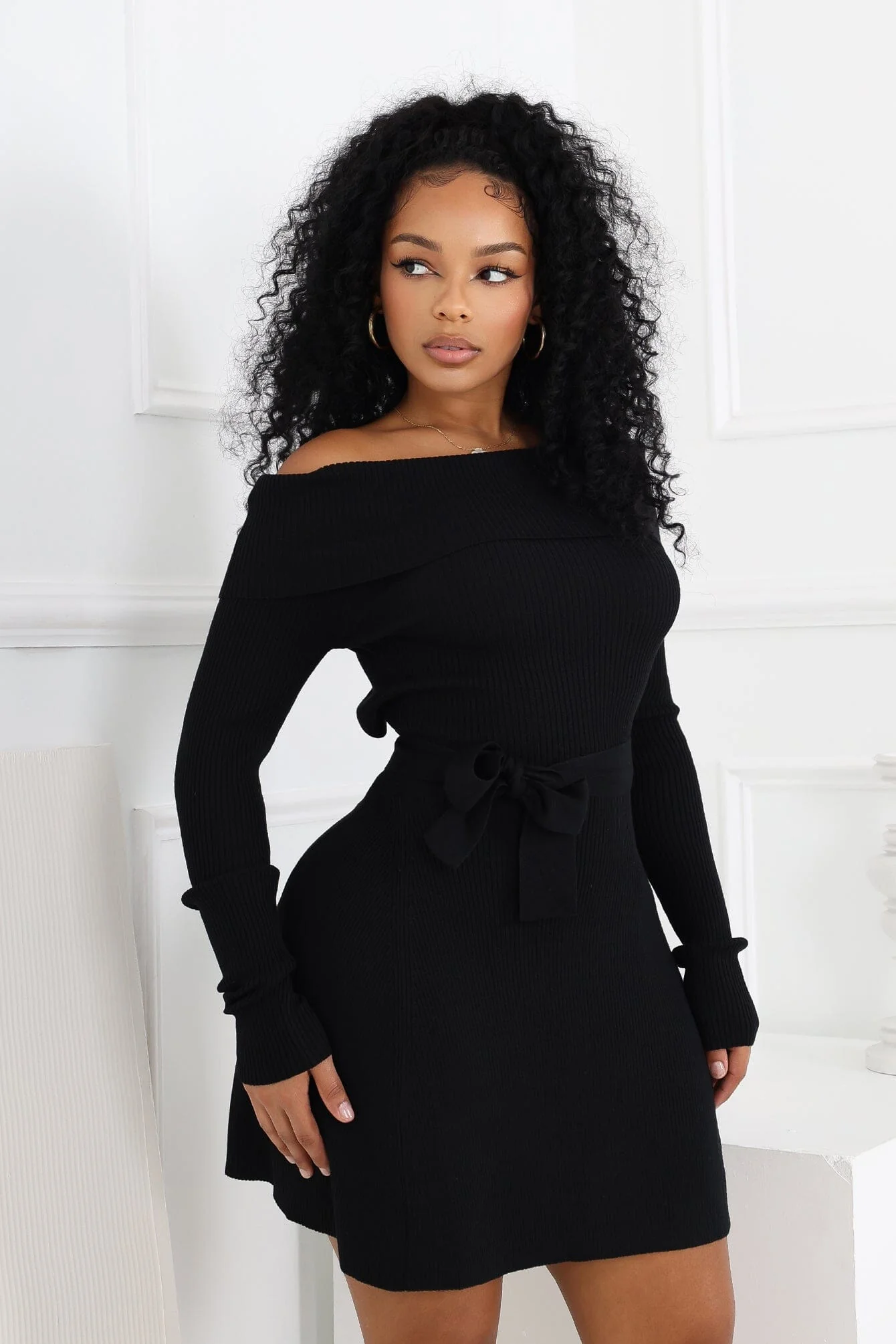 Kara Off Shoulder Flare Mini Dress - Image 3