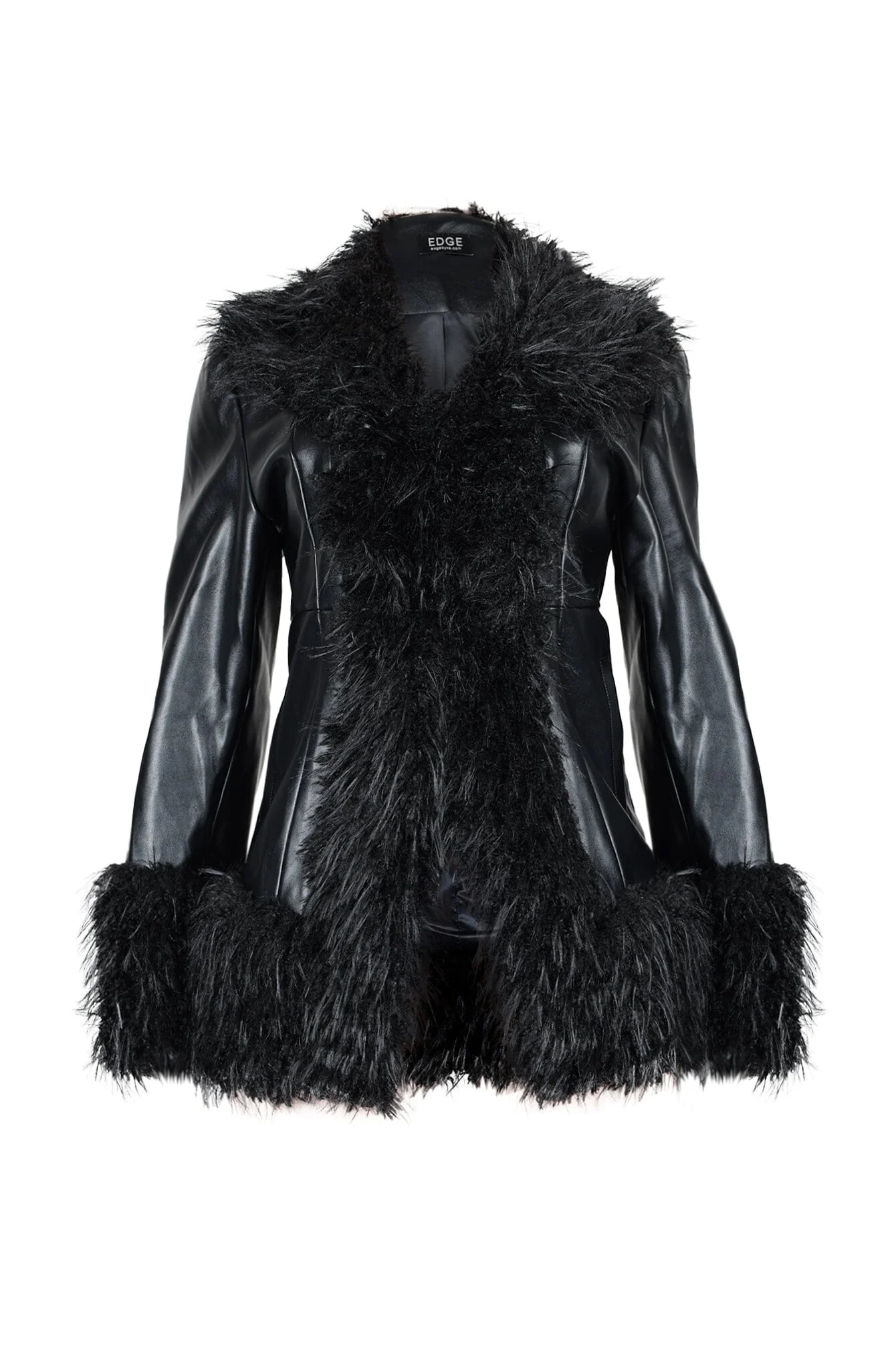 Katy PU Faux Fur Trim Jacket - Image 4