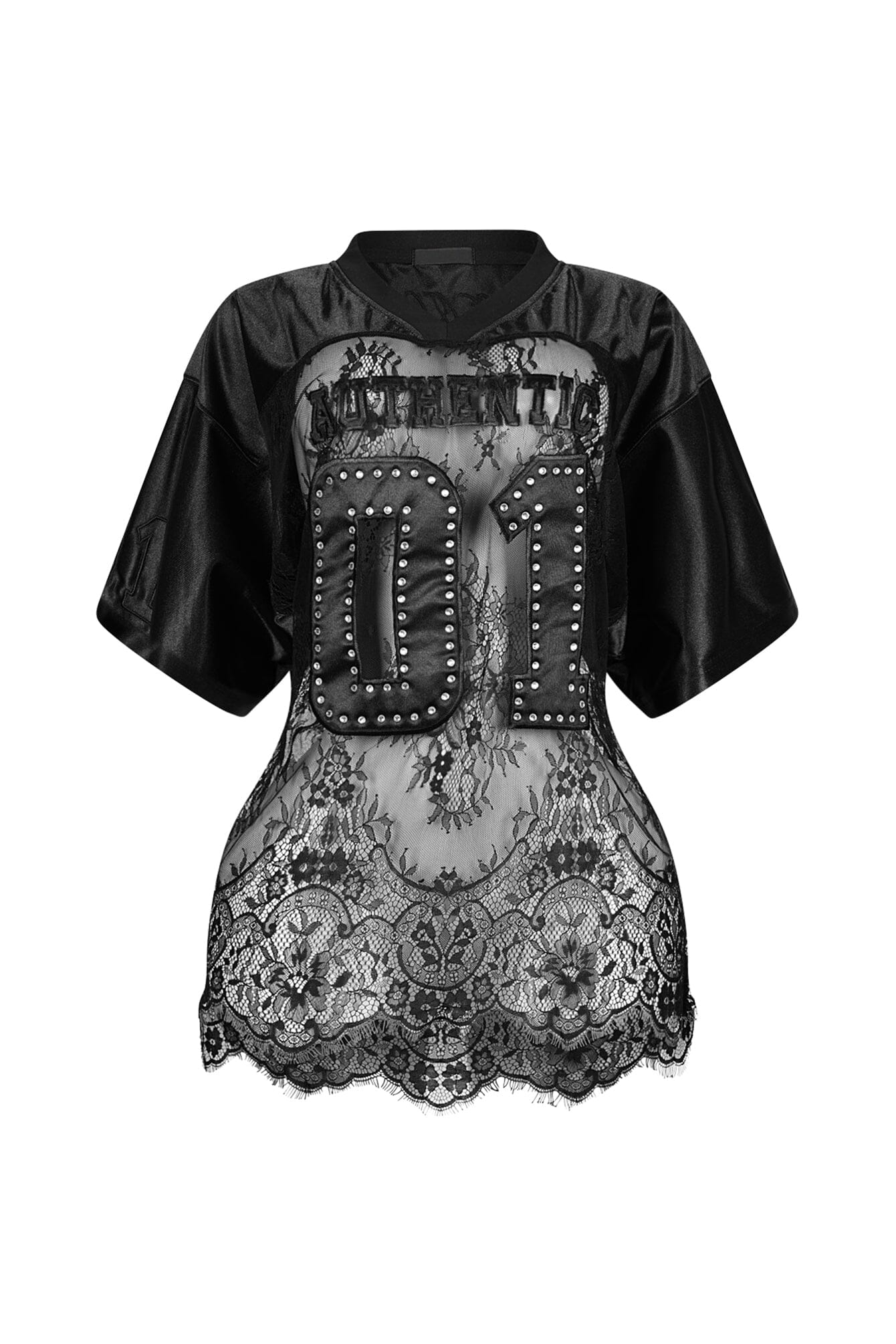 Kaylor V-neck Oversized Lace Jersey Top - Image 6
