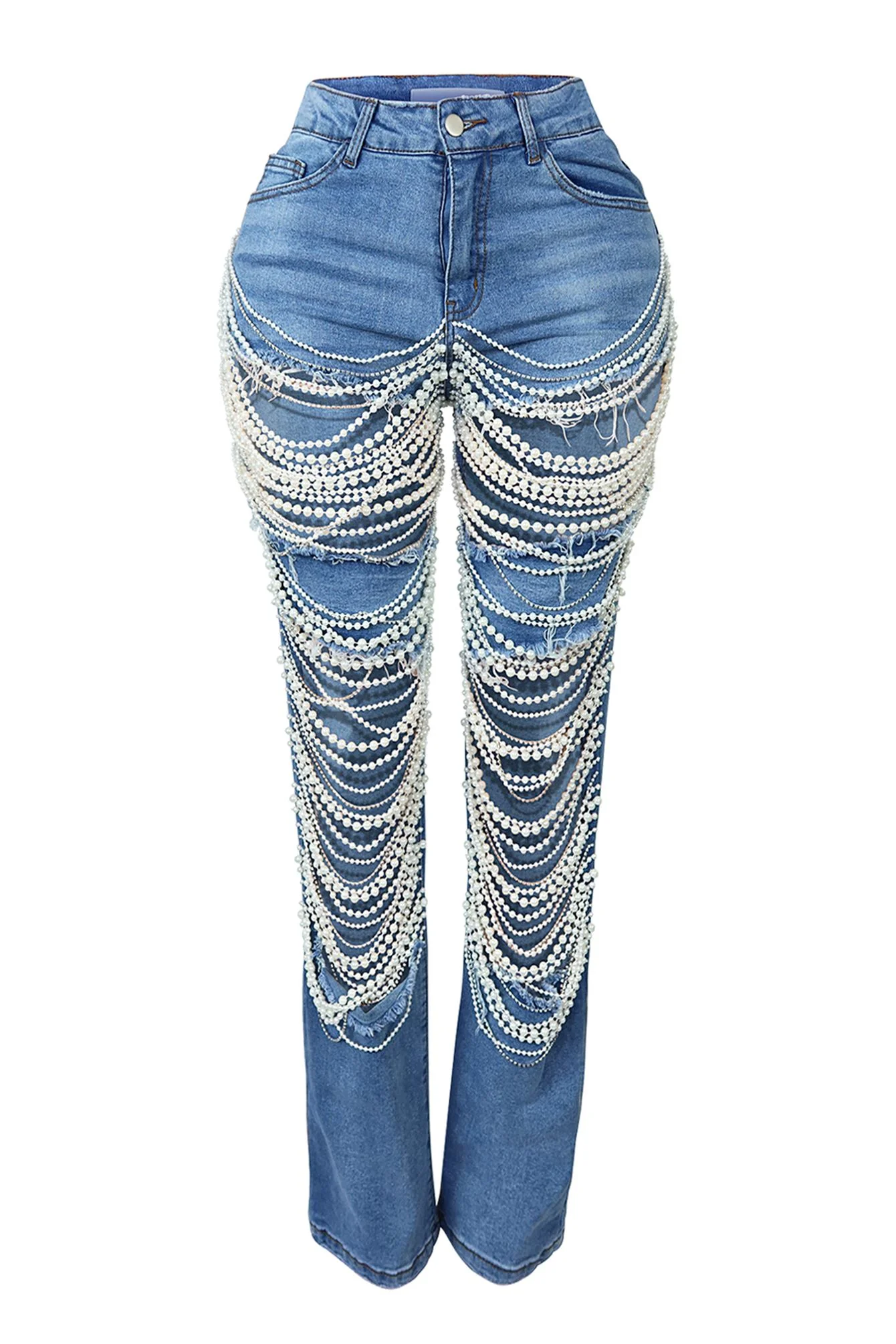 Kelly Pearl And Rhinestone Denim Jeans - Image 3