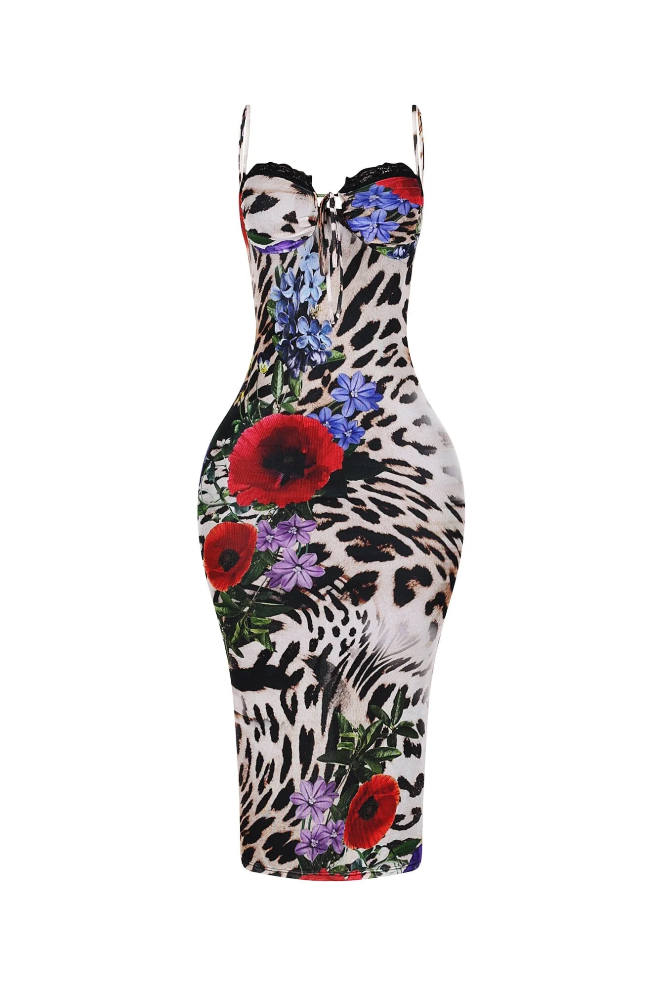 Kiran Leopard Flower Print Midi Dress - Image 3