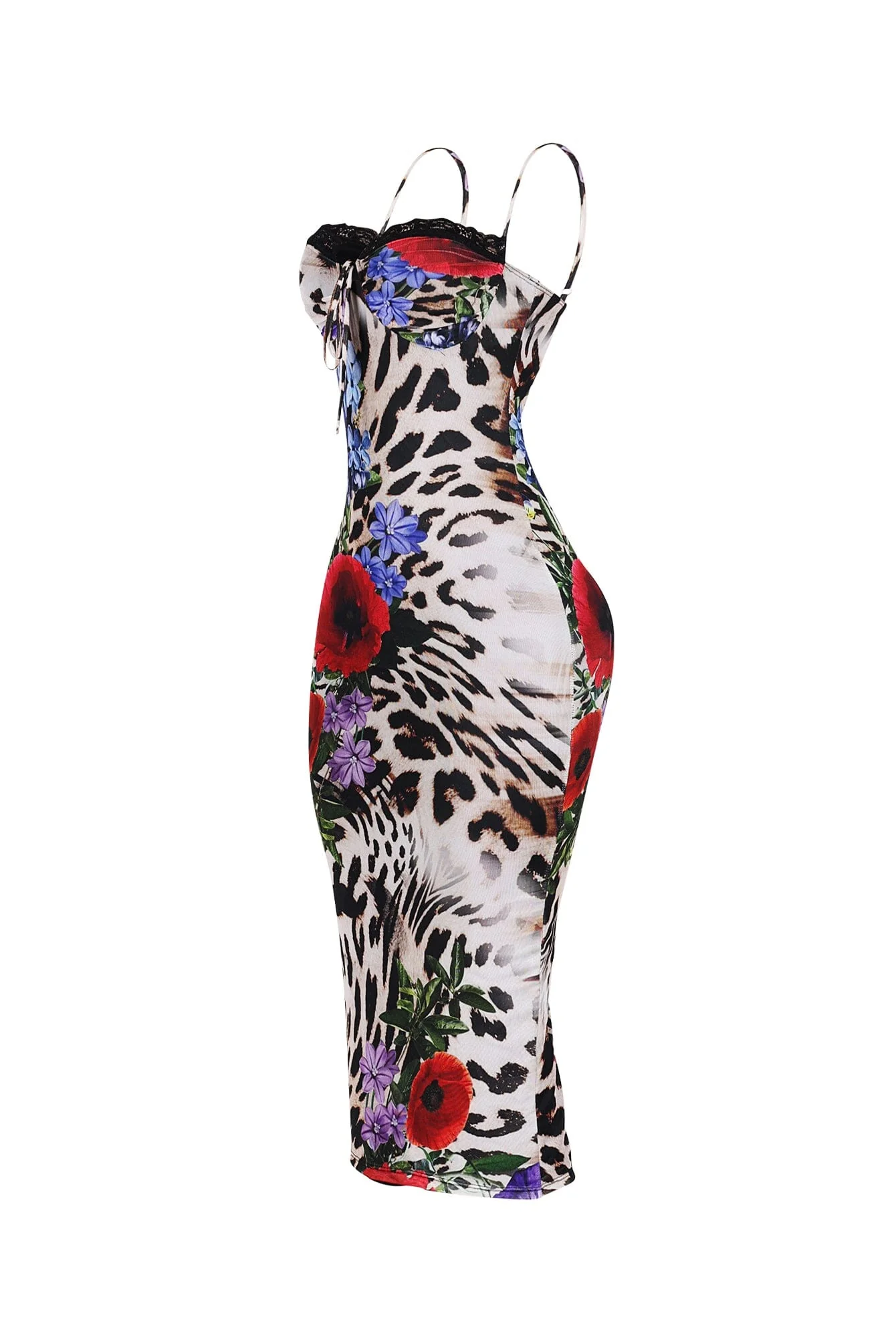 Kiran Leopard Flower Print Midi Dress - Image 4