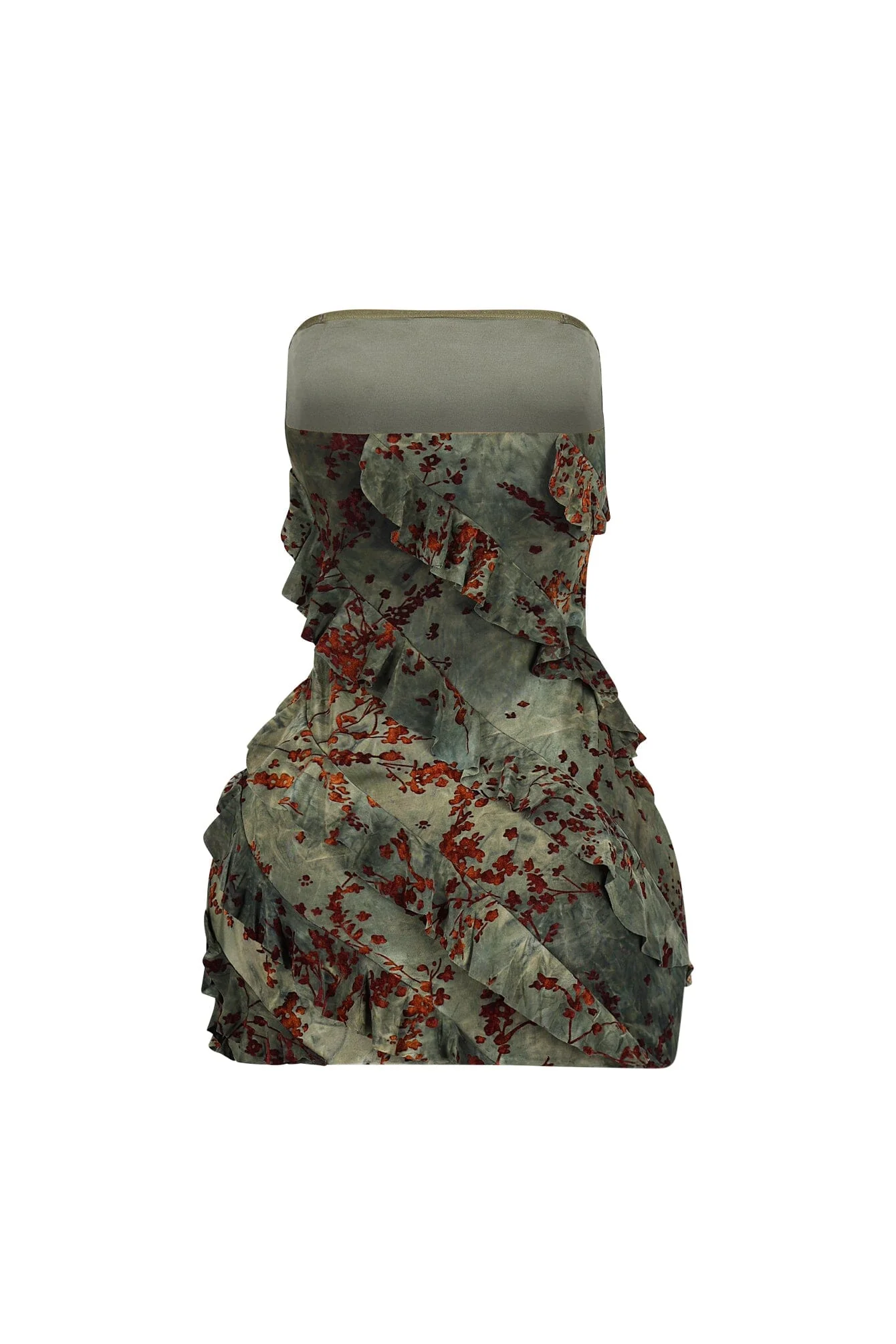 Koenji Velvet Burnout Ruffle Mini Dress - Image 10