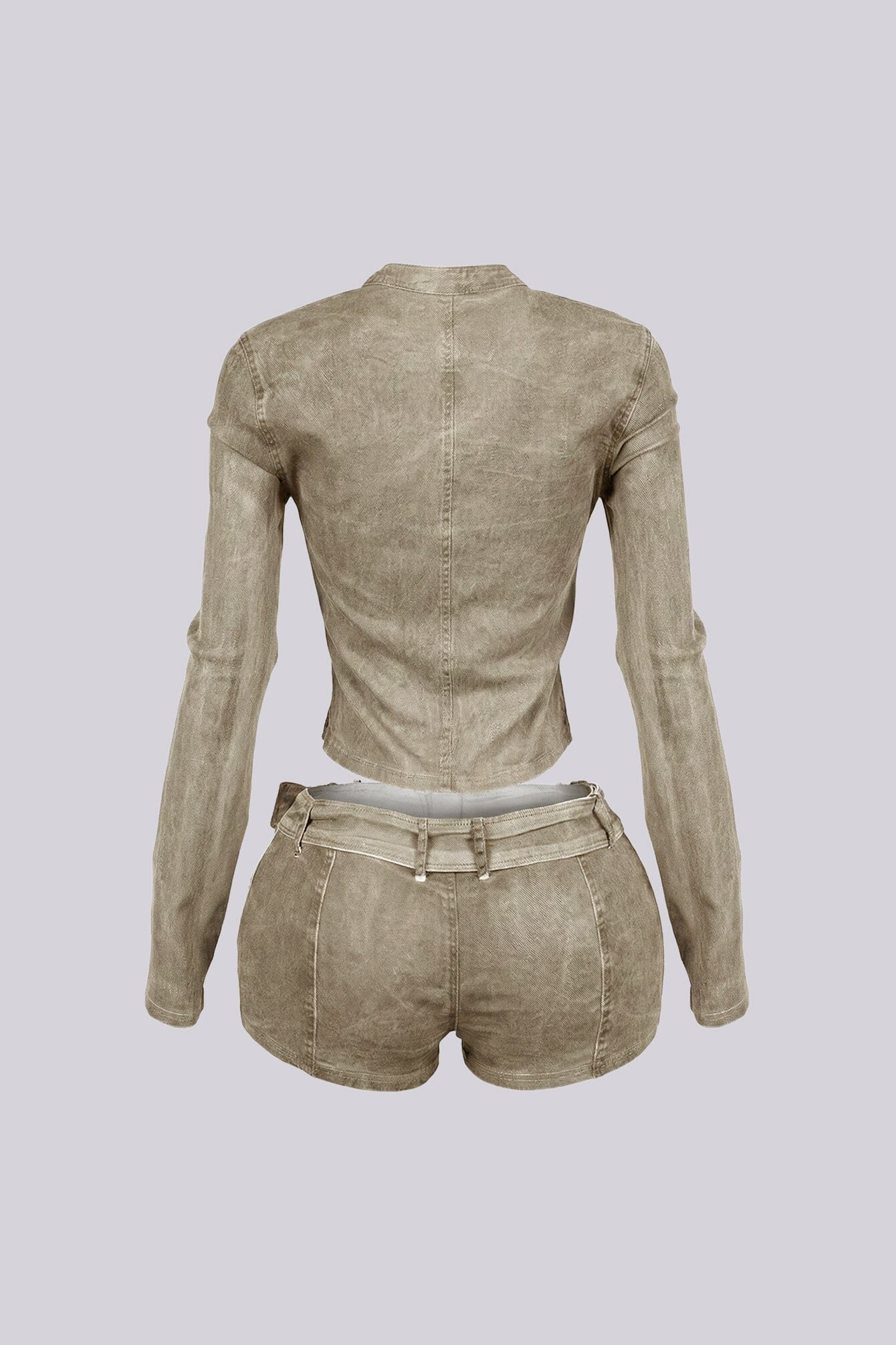 Koryn Washed Denim Zip Up Top & Shorts SET - Image 11