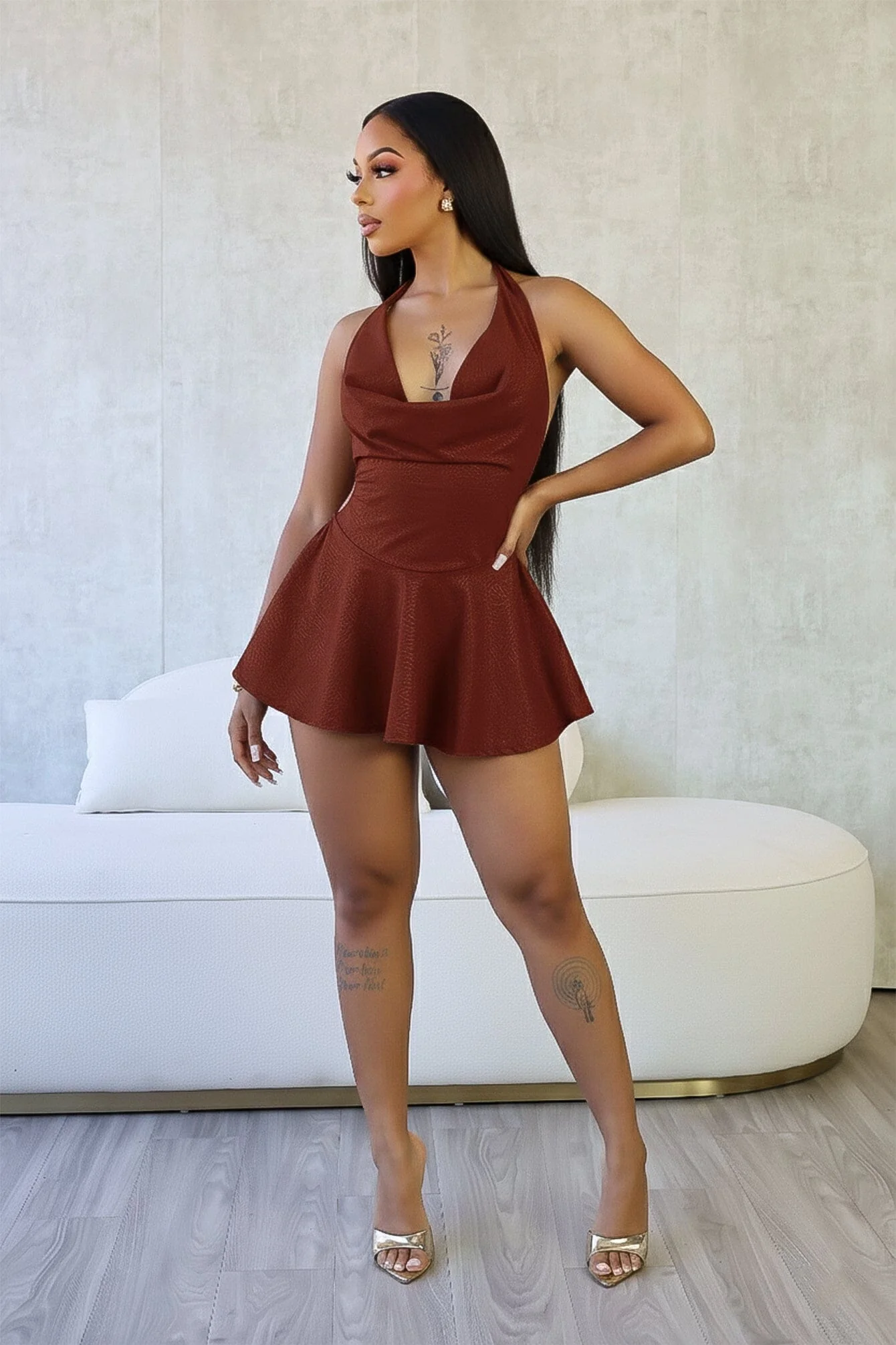 Kova Faux Leather Halter Dress - Image 5