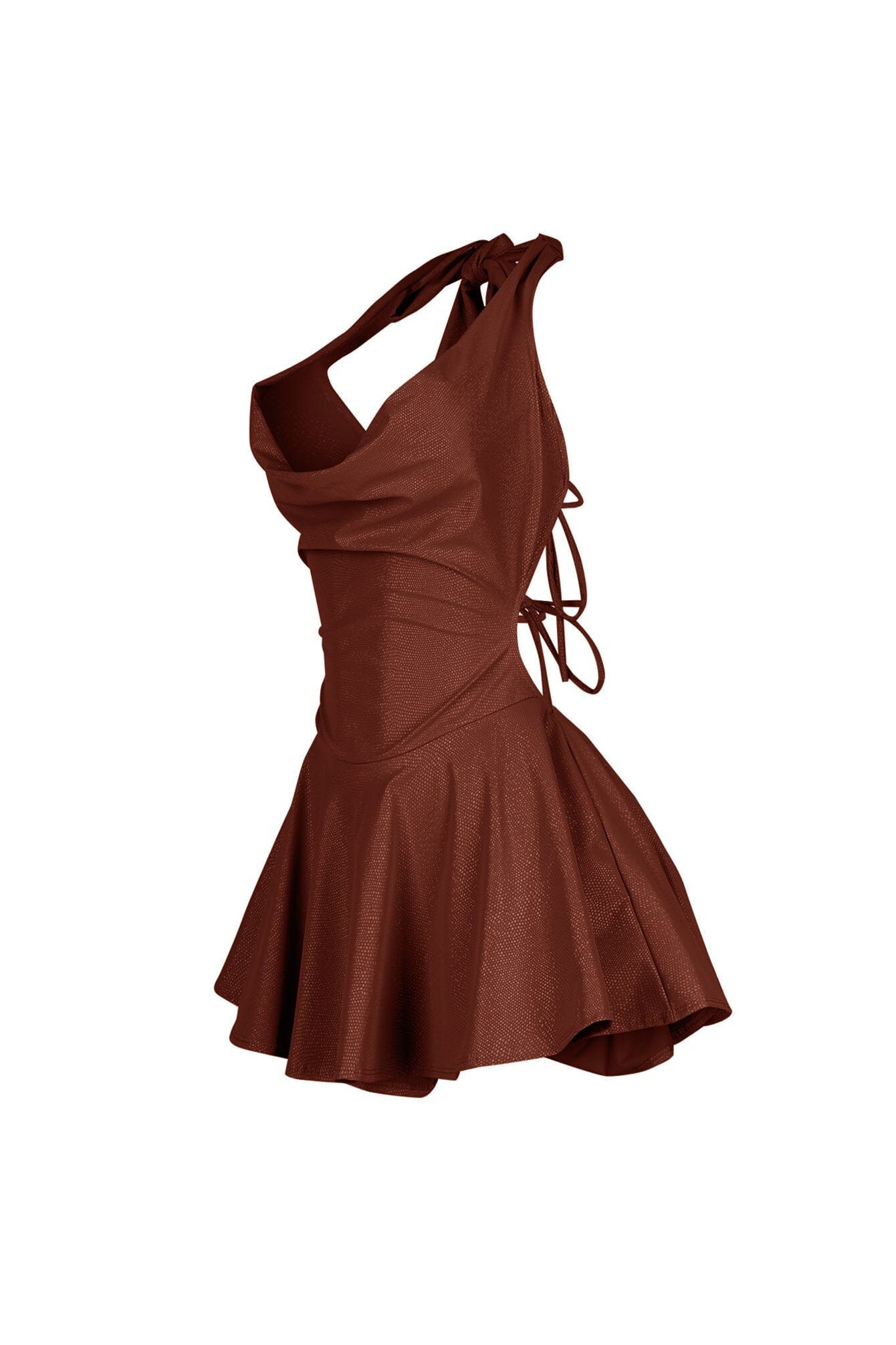 Kova Faux Leather Halter Dress - Image 9