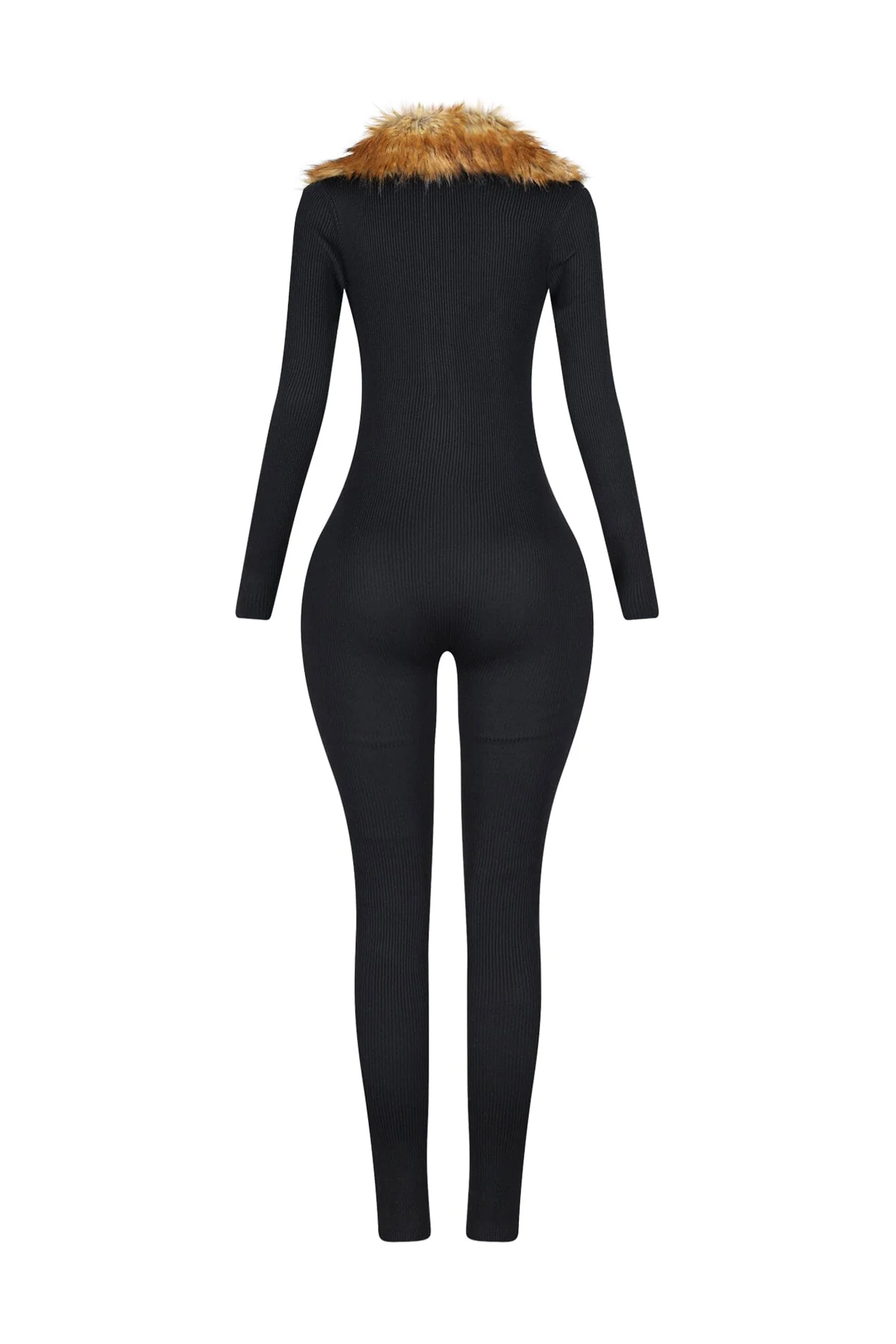 KS Power knit Jumpsuit With Fur Collar - Image 8