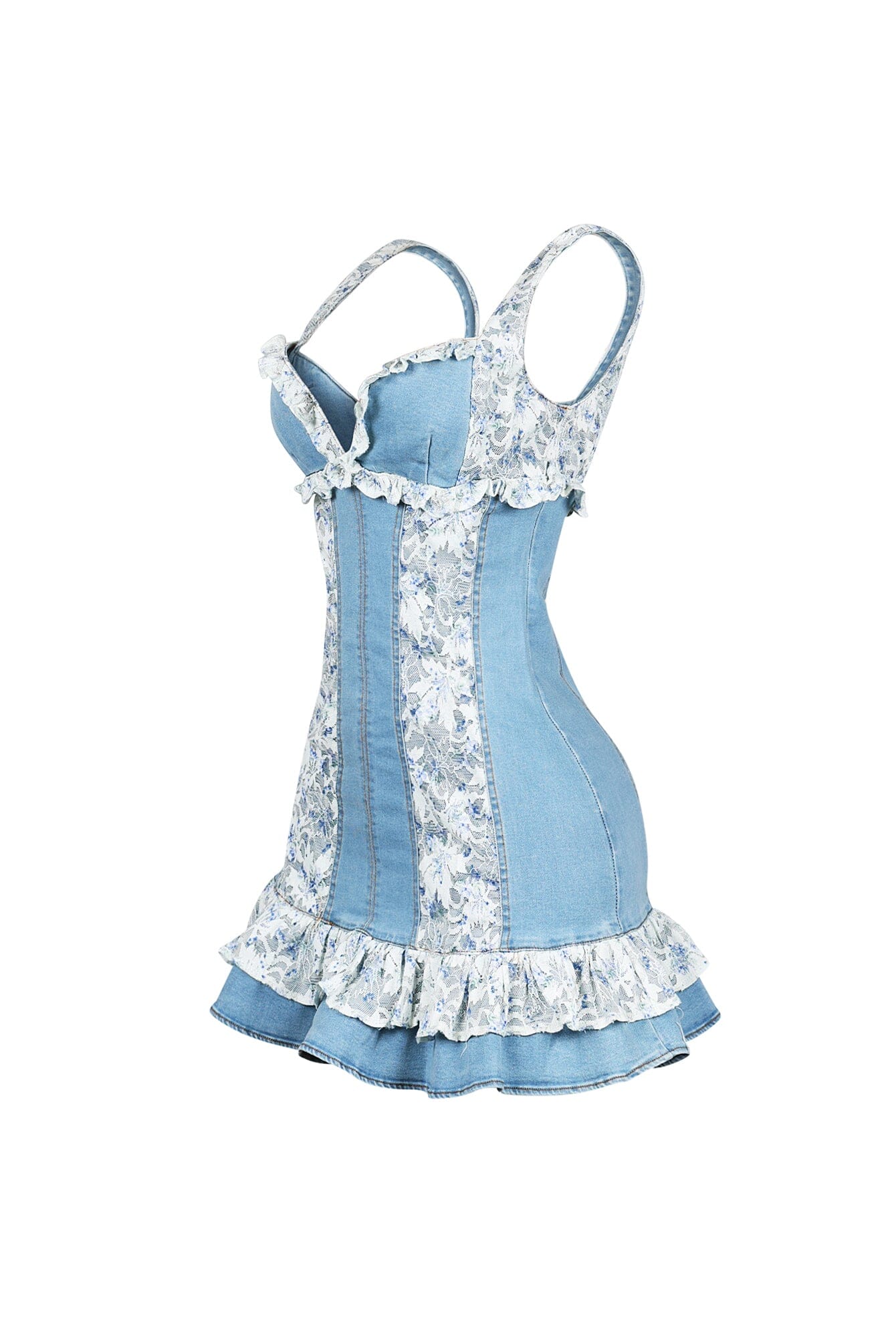 Lace Ember Denim Mini Dress - Image 3