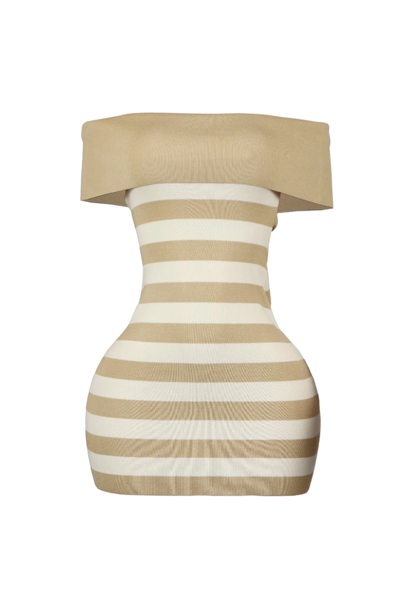 Lara Off Shoulder Sleeveless Striped Mini Dress - Image 4