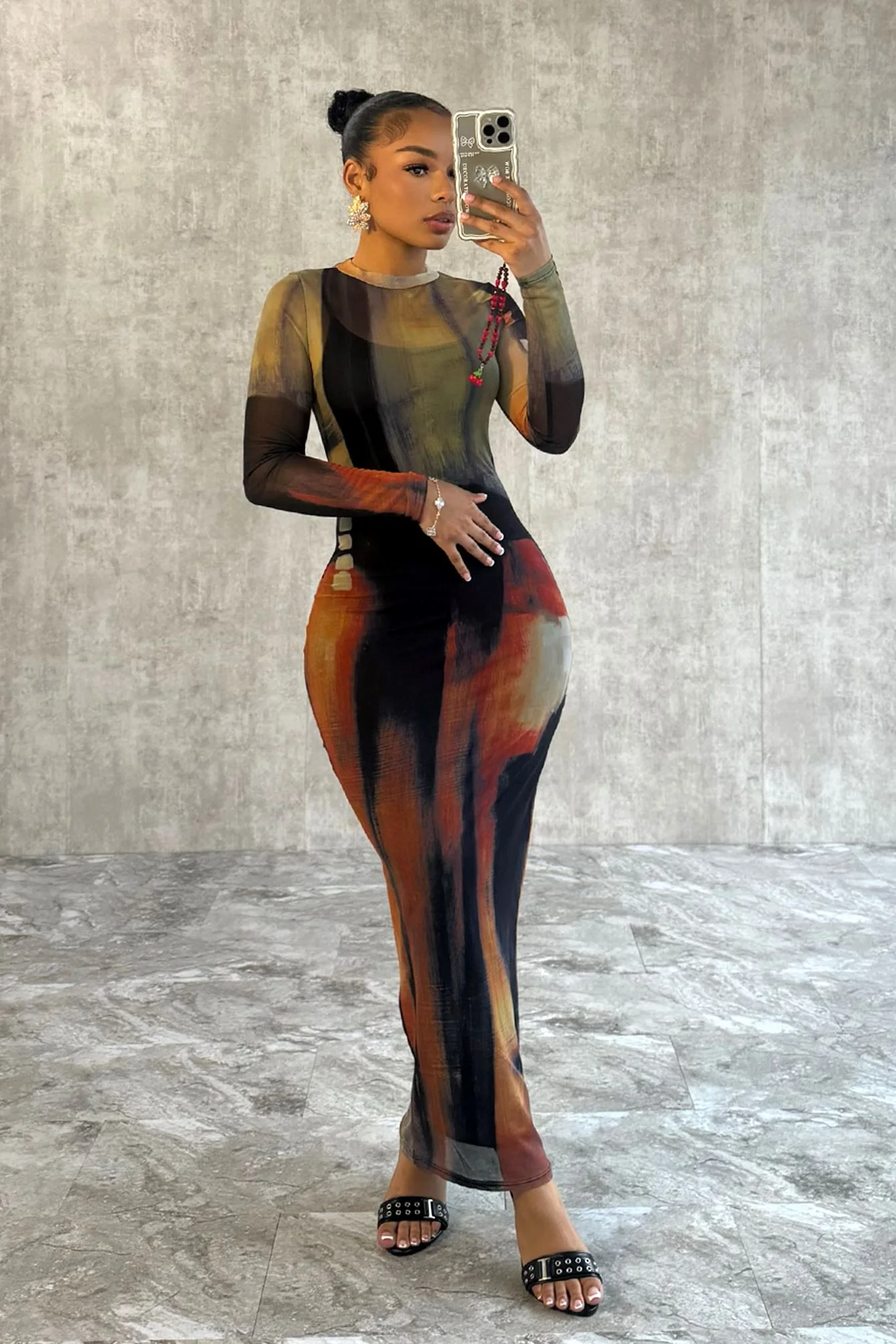 Leah Mesh Print Dress - Image 3