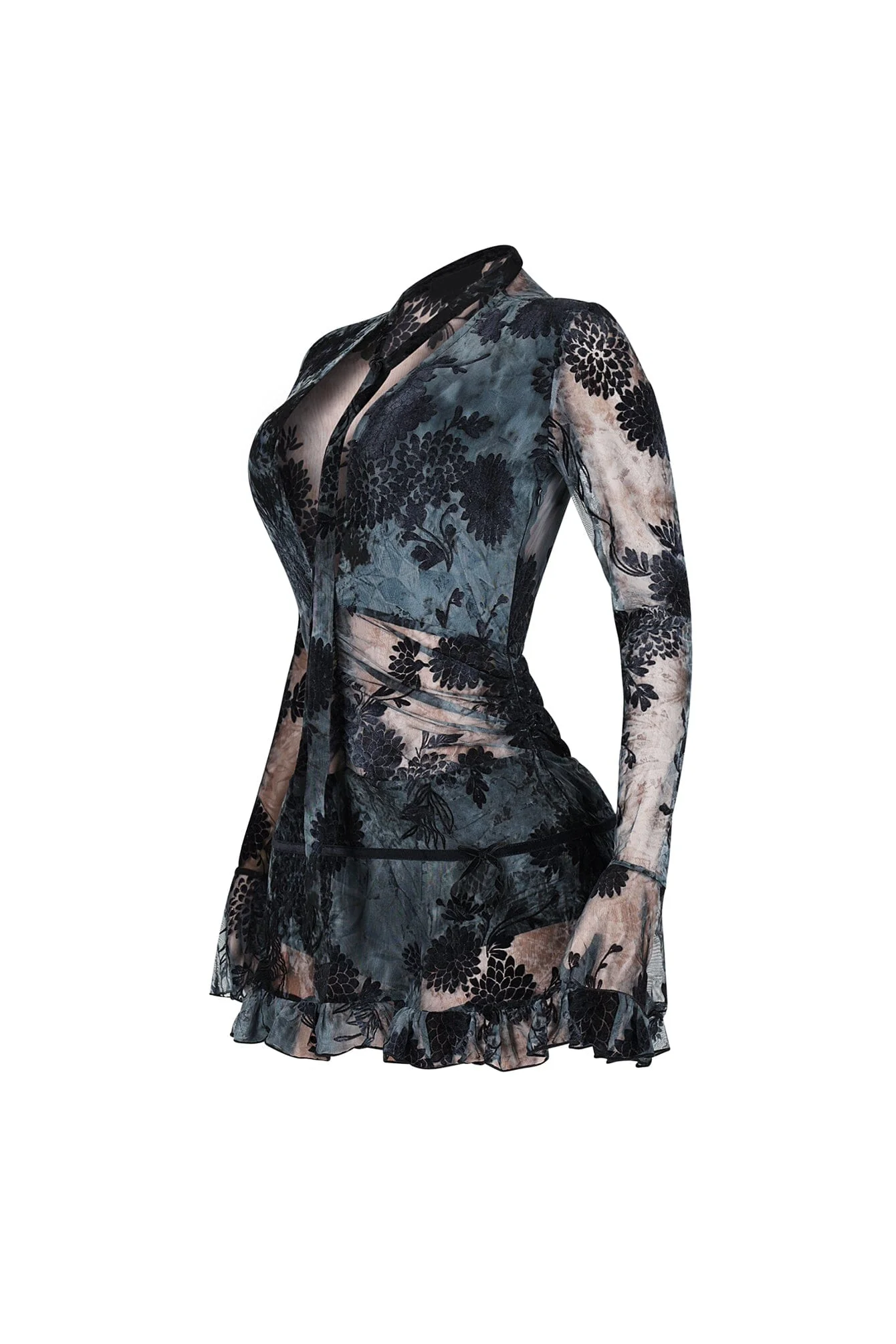 Lecce Mesh Velvet Mini Dress - Image 5